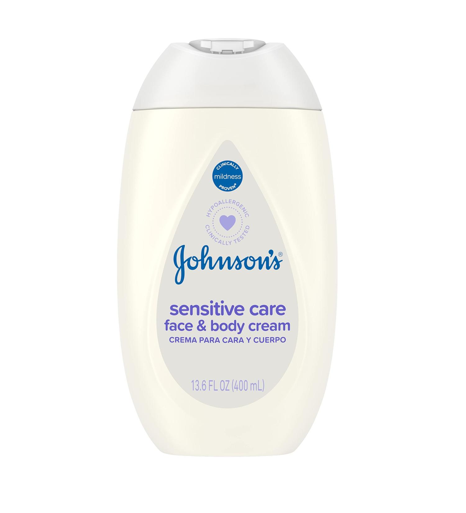 Johnson's Sensitive Care Baby Cream - Daily Moisturizing & Calming Formula for Dry, Sensitive Skin - Hypoallergenic, Lightly Scented - 13.6 fl. oz - Buy Online on GoSupps.com