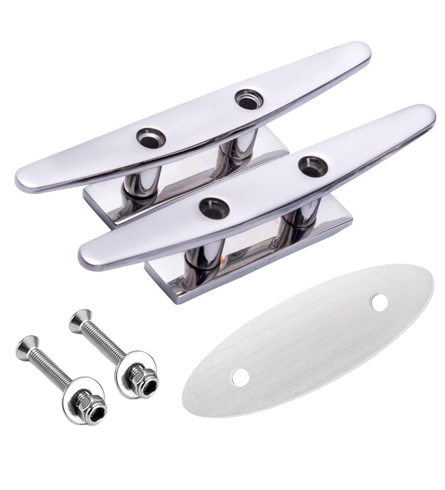 6 Inch Stainless Steel Boat Cleats - Pack of 2 | Flat Top Open Base Cleat for Boat Dock & Mooring - Buy Online on GoSupps.com