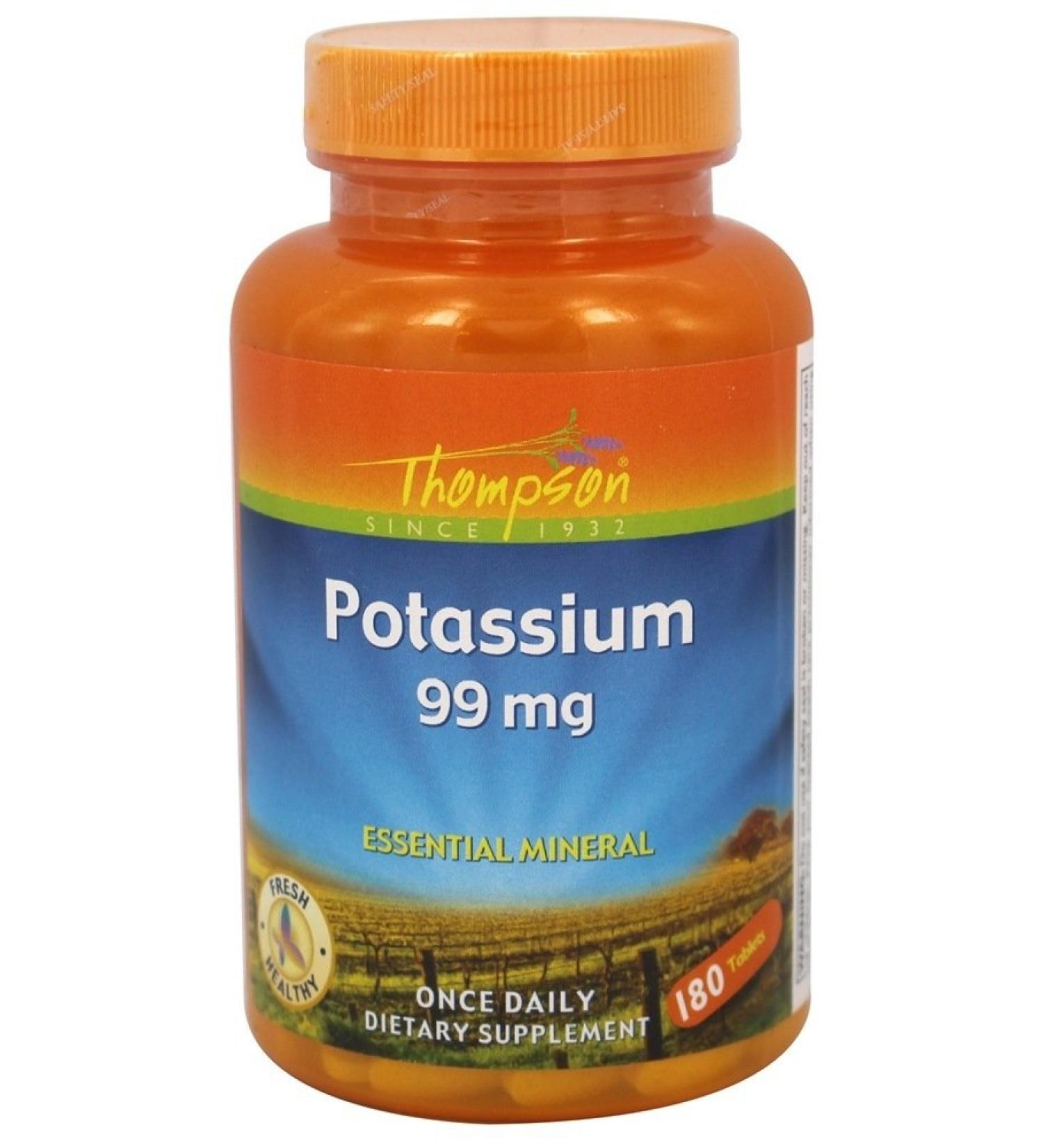 Thompson Potassium 99 mg - 180 Tablets | Essential Mineral for Health - Buy Online on GoSupps.com