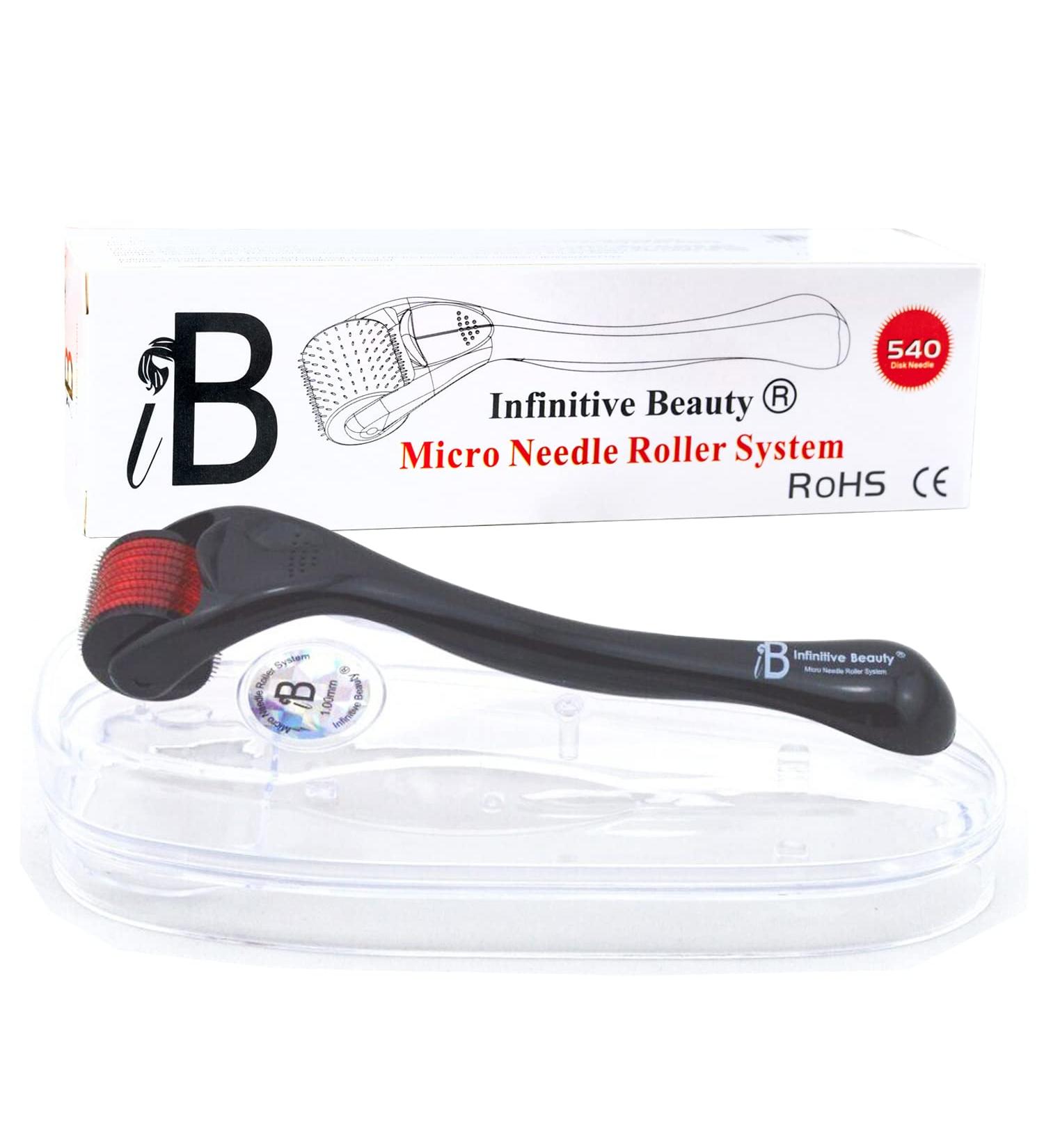 Derma Roller INFINITIVE BEAUTY 540 Titanium Alloy Microneedle Roller for Skin Face Beard & Hair (0.75mm) - Buy Online on GoSupps.com