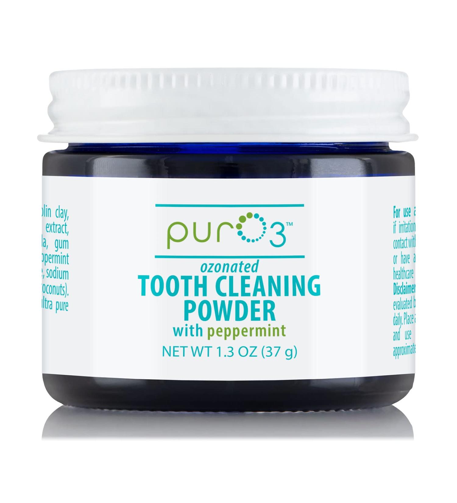 PurO3 Ozonated Tooth Cleaning Powder - Fluoride-Free Organic Natural Whitening & Remineralizing Tooth Powder with Peppermint - 37g - Buy Online on GoSupps.com