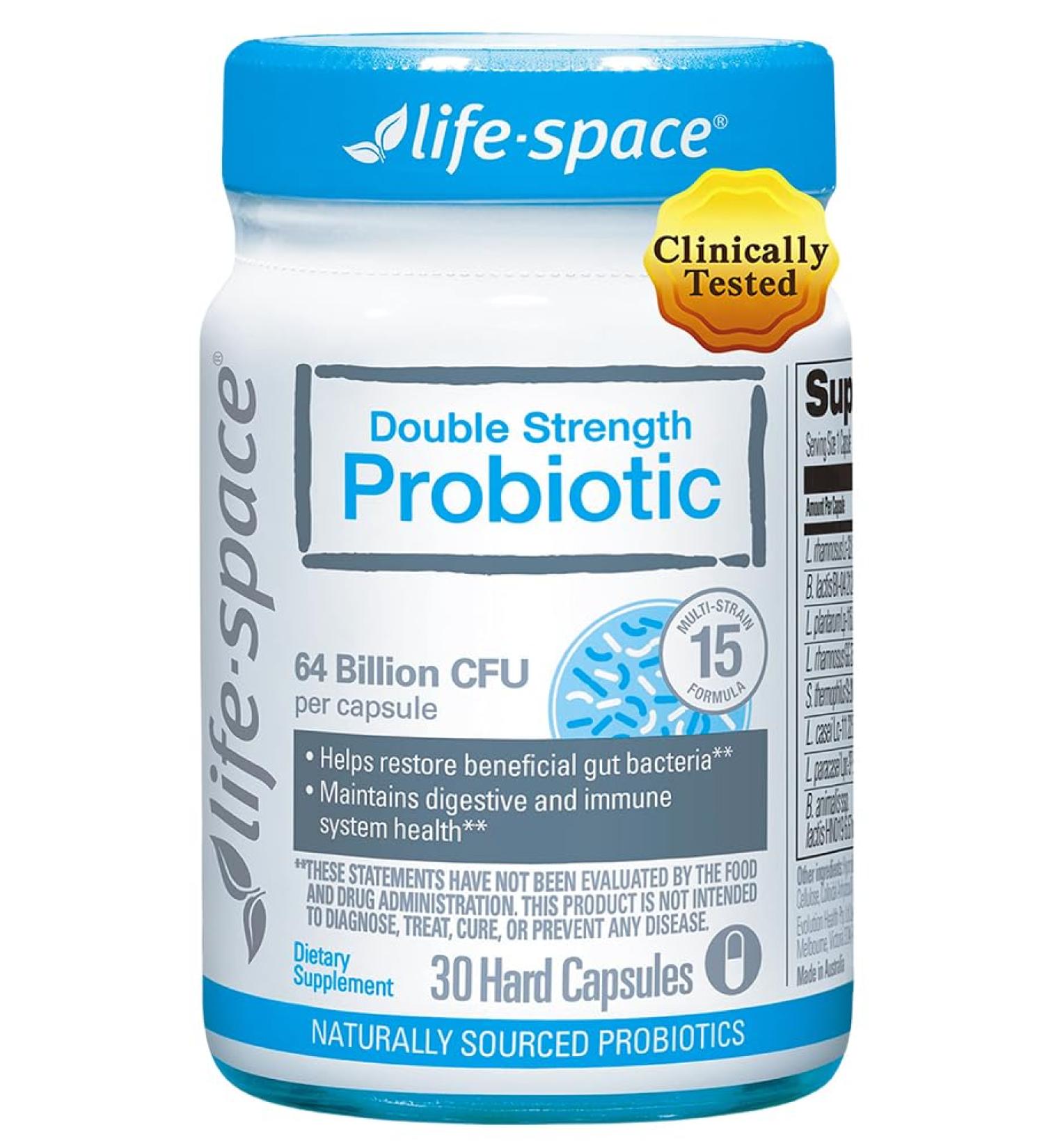 Life-Space Double Strength Broad Spectrum Probiotic 64 Billion CFU & 15 Diverse Strains Redouble Formulated for Digestive Health & Immune Health Probiotics for Women & Men - 30 Veg Capsules B- Double Strength Broad Spect  - Buy Online on GoSupps.com