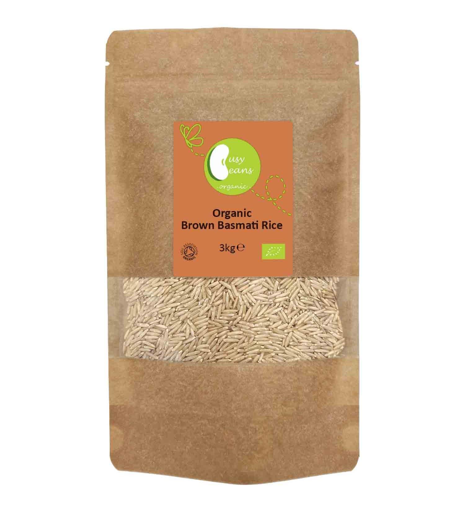 Organic Brown Basmati Rice - Certified Organic- by Busy Beans Organic (3kg) - Buy Online on GoSupps.com