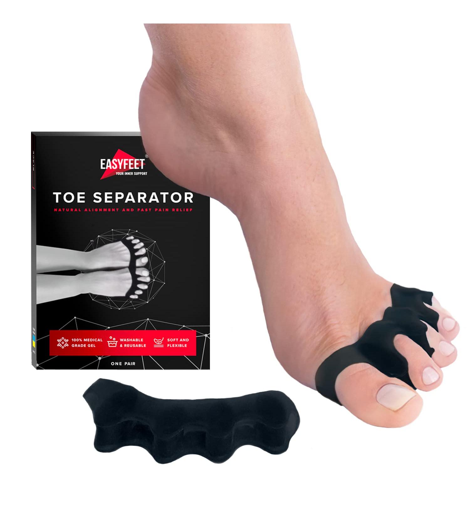 2023 EasyFeet Correct Toes Toe Separators - Bunion Corrector for Men and Women - Hammer Toe Straightener - Bunion Relief Toe Splint - Black - Buy Online on GoSupps.com