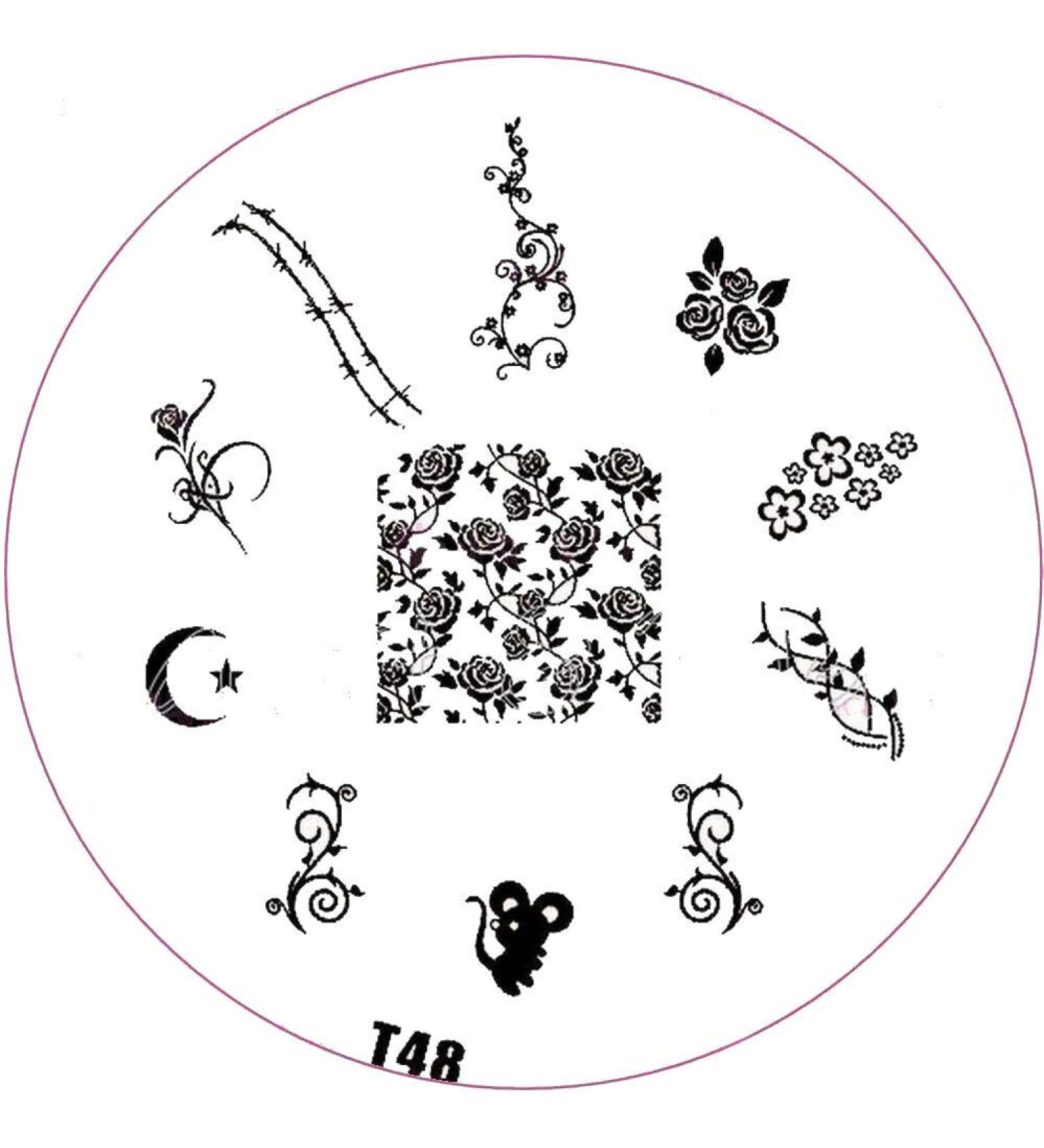 ++SPECIAL ITEM++ Stamping stencil T-Series: T48 Roses Mouse Barbed Wire Flowers