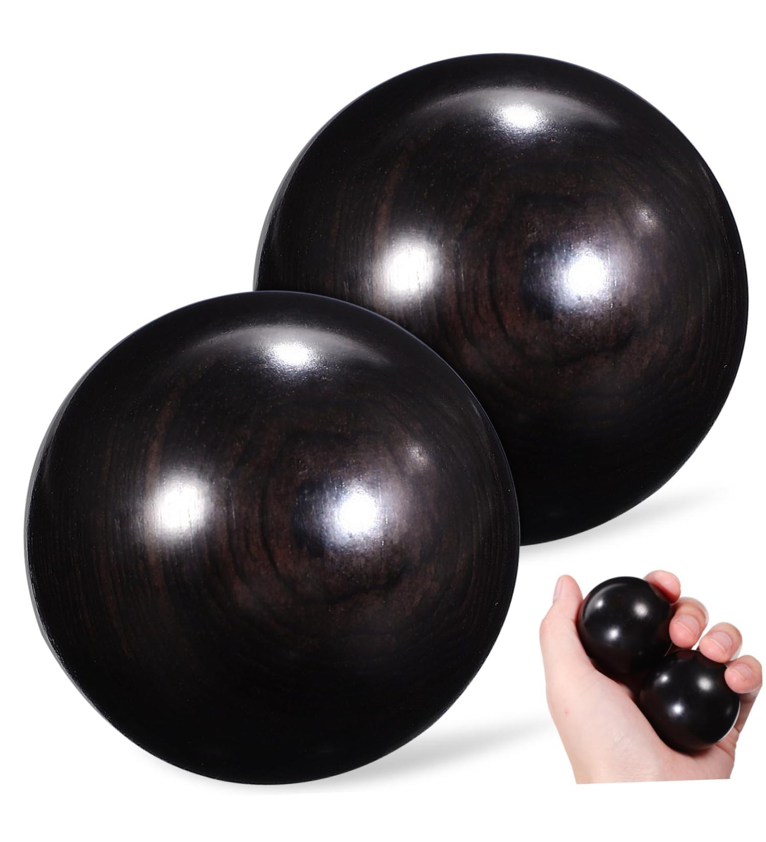 Gleavi Wooden Massage Balls - 2 Pack Handcrafted Chinese Stress Relief Balls for Gym & Wellness - Buy Online on GoSupps.com