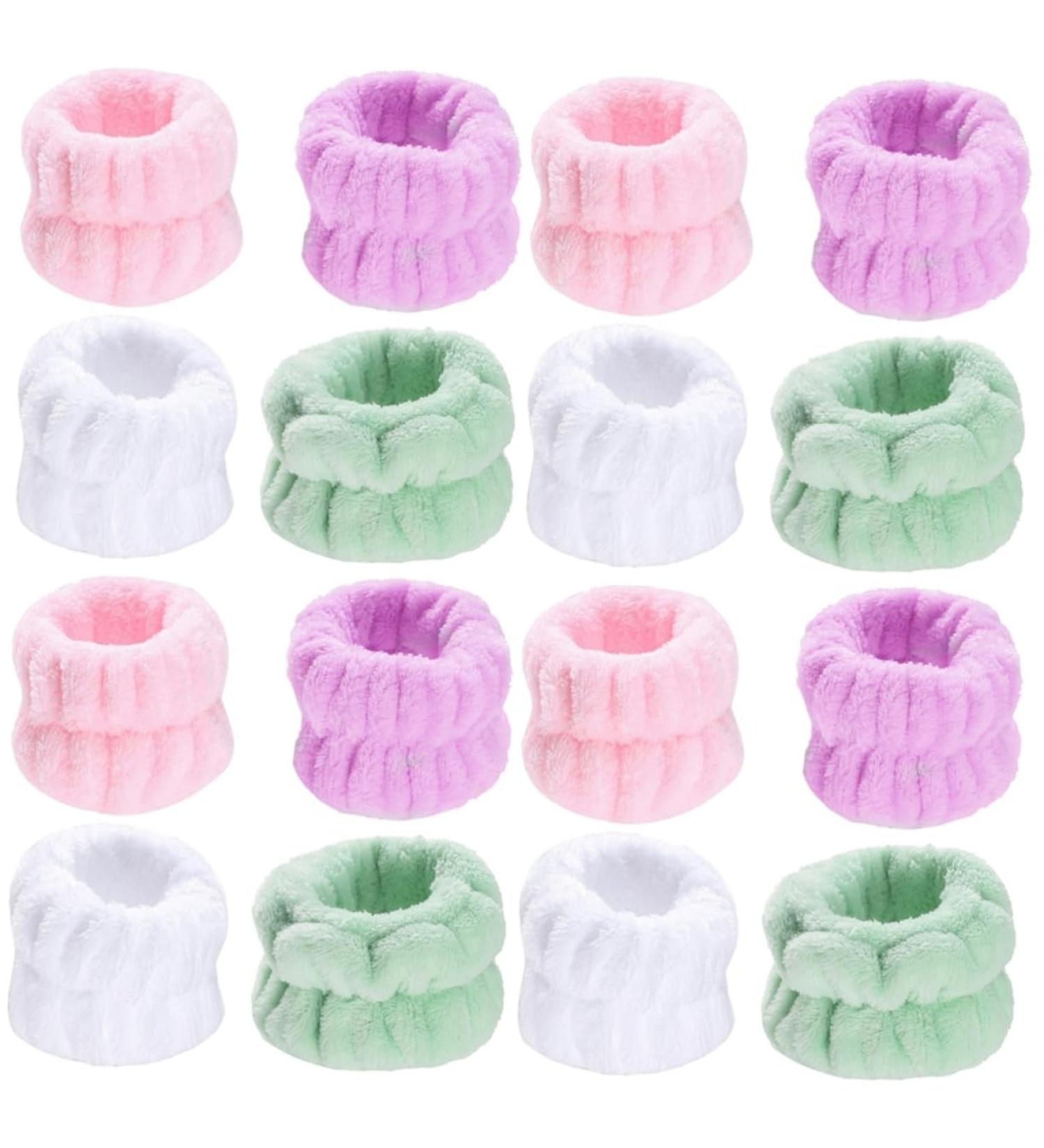 FRCOLOR 16 Pairs Wristband Washing Headband Sweat Bands for Wrists Skincare Headbands Facial Hair Band Hair Tie with Bow Wash Band Towel Makeup Headbands Miss Wrist Band Soft Plush - Buy Online on GoSupps.com