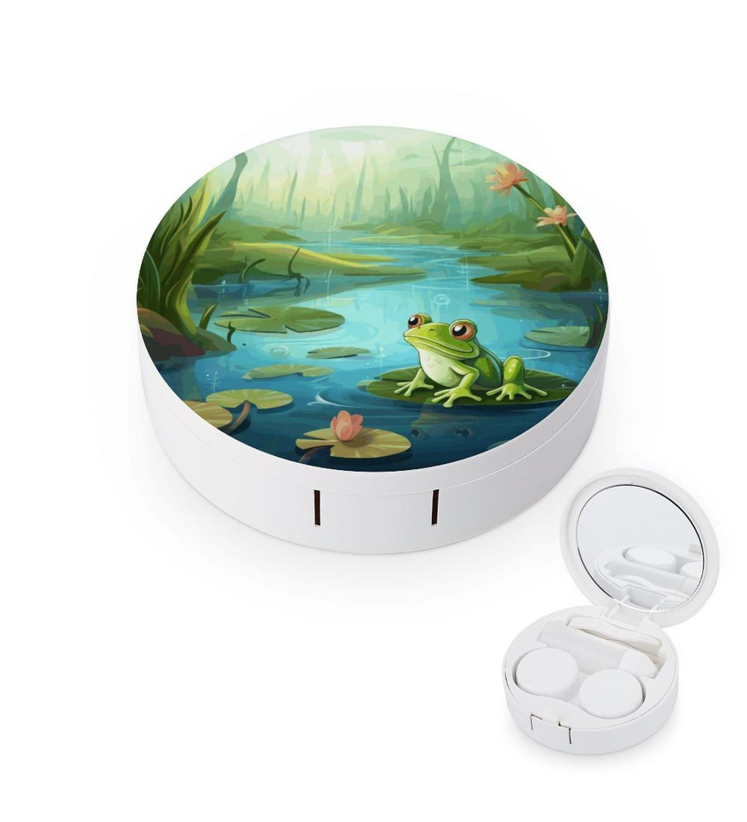 Buy Frog in a Pond Print Contact Lens Case | Plastic Contact Lens Care & Travel Box - Buy Online on GoSupps.com