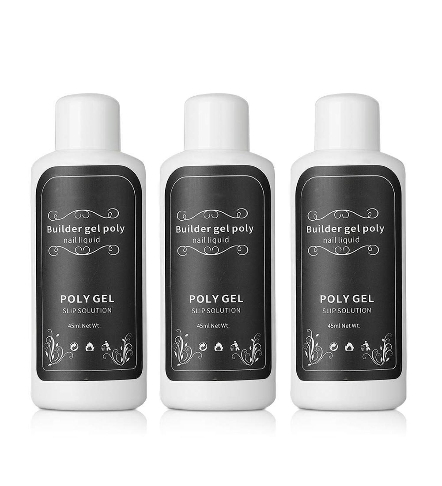 Fast Nail Extension Poly Gel Thinning Solution - 45ml Manicure UV Gel - 3 Bottles for Perfect Nail Art | International Shipping Available - Buy Online on GoSupps.com