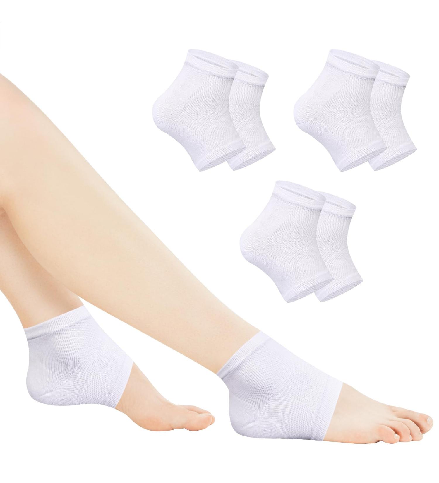XAENA 3P Moisturizing Gel Heel Socks | Cracked Heel Repair Socks for Women | Toeless Gel Socks (White) - Shop Now! - Buy Online on GoSupps.com