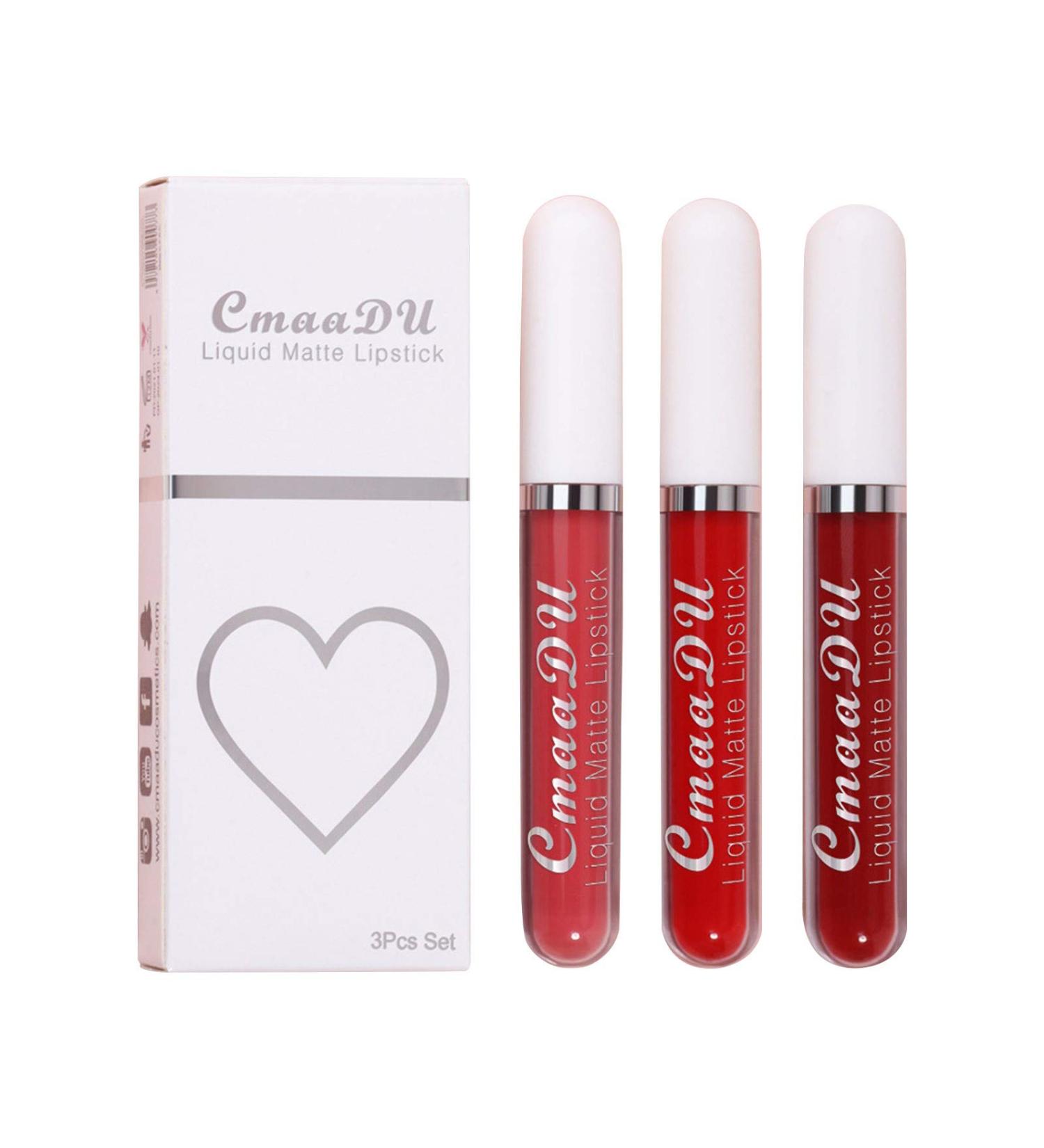 Aijofi 3 Colors Matte Liquid Lipstick Set - Waterproof Long-Lasting Nourishing Lip Gloss (International Shipping) - Buy Online on GoSupps.com