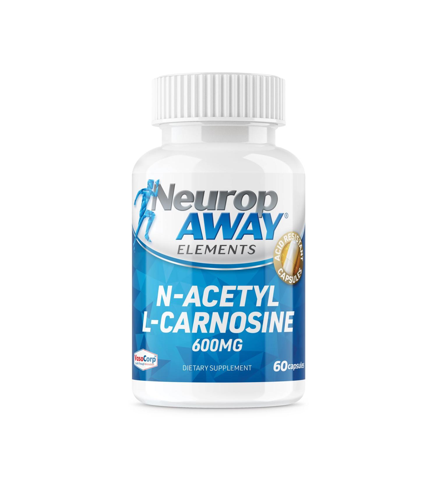 Buy NeuropAWAY N-Acetyl-L-Carnosine 600mg 60CT - Acid Resistant Third Party Tested CGMP Manufactured - Buy Online on GoSupps.com