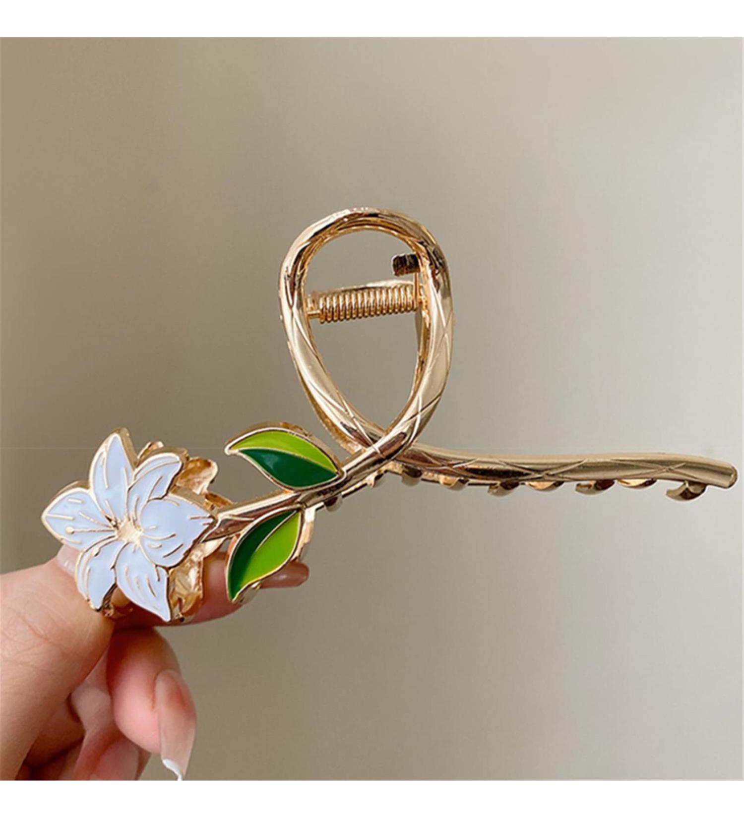 Barrette Women Hair Claw Claws Clips Hair Accessories Elegant Lily Flower Hair Claws Women Metal Hair Clips Grab Shark Hairpins Accessories 1PC Gold - Buy Online on GoSupps.com