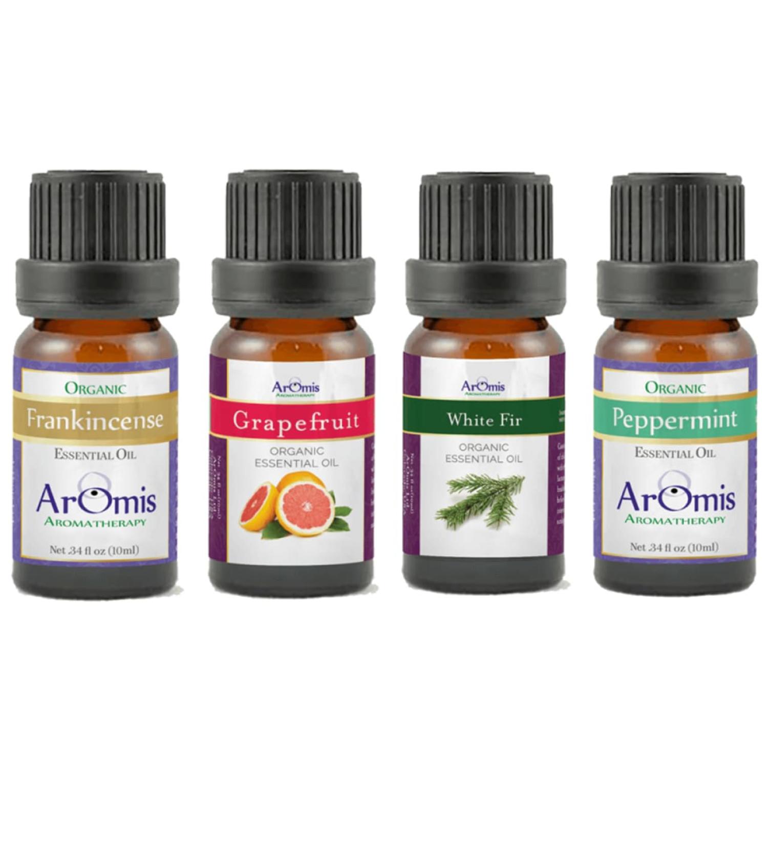 ArOmis Holiday Kit (10ml) - Frankincense Grapefruit White Fir Peppermint 100% - Four 0.34oz Bottles of Premium Grade Essential Oil 0.04 Fl Oz (Pack of 35)