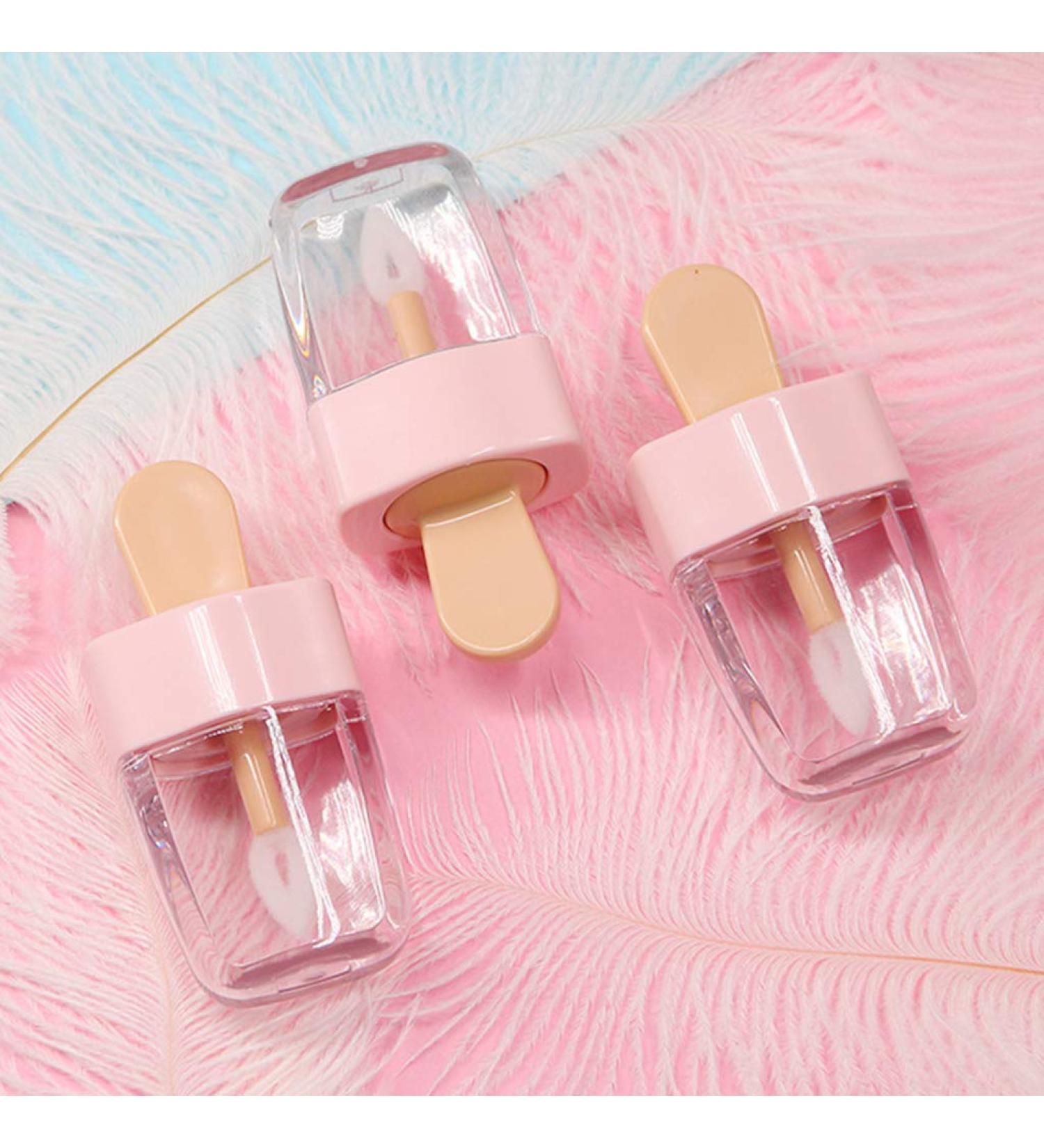 Ruiruinia Sweet Ice Shape Mini Lip Gloss Tube - 3.2x6.8 cm Empty Lip Balm Container with Pink Lid & Rubber Inserts - Ideal for Lipstick Samples - Buy Online on GoSupps.com