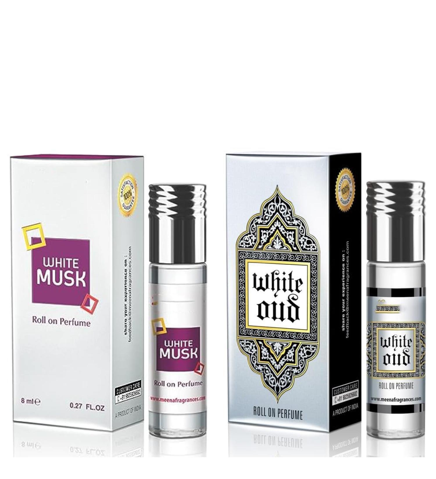White Musk & White Oud Roll On Perfume Alcohol Free Long Lasting Jasmine Perfume for Women and Men | Hypoallergenic Travel Size Jasmine Oil Perfume Roll On - 8Ml - Buy Online on GoSupps.com