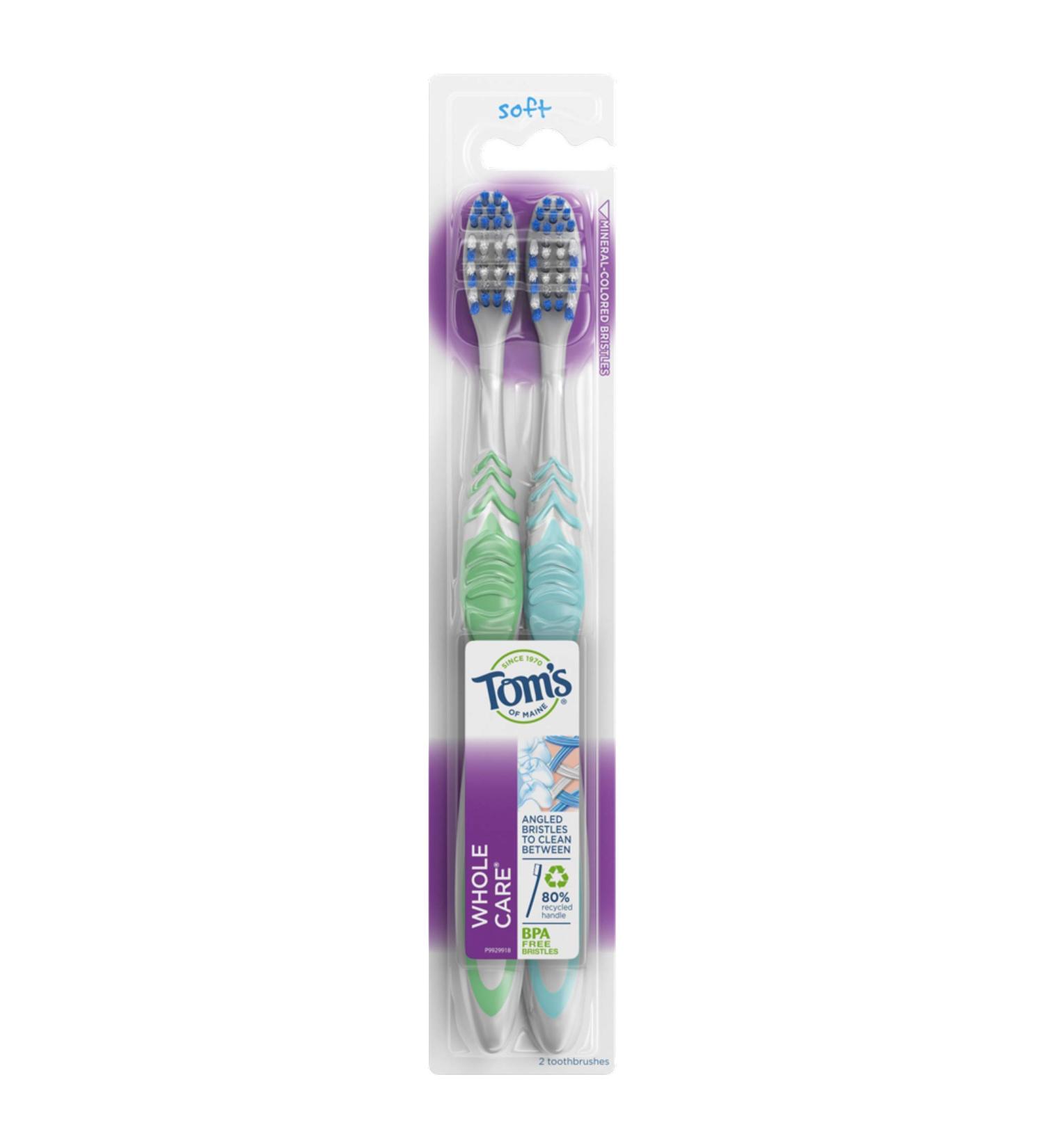 Tom's of Maine Whole Care Soft Toothbrush - 2 Count - Buy Online on GoSupps.com