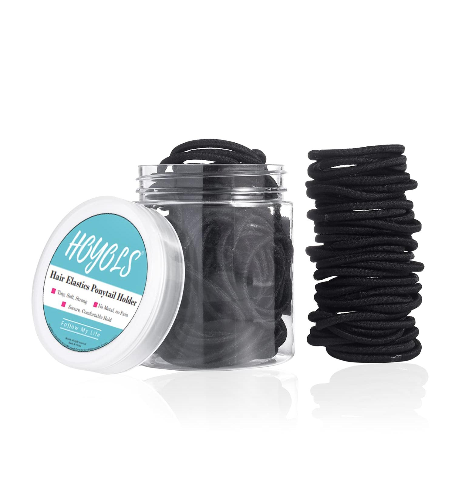 Hoyols 100pcs Baby Small Elastic Hair Ties for Girls No Crease Tiny Hair Bands 1 inch Fine Hair Accessories for Toddler Kids Infants 2mm (Black) - Buy Online on GoSupps.com