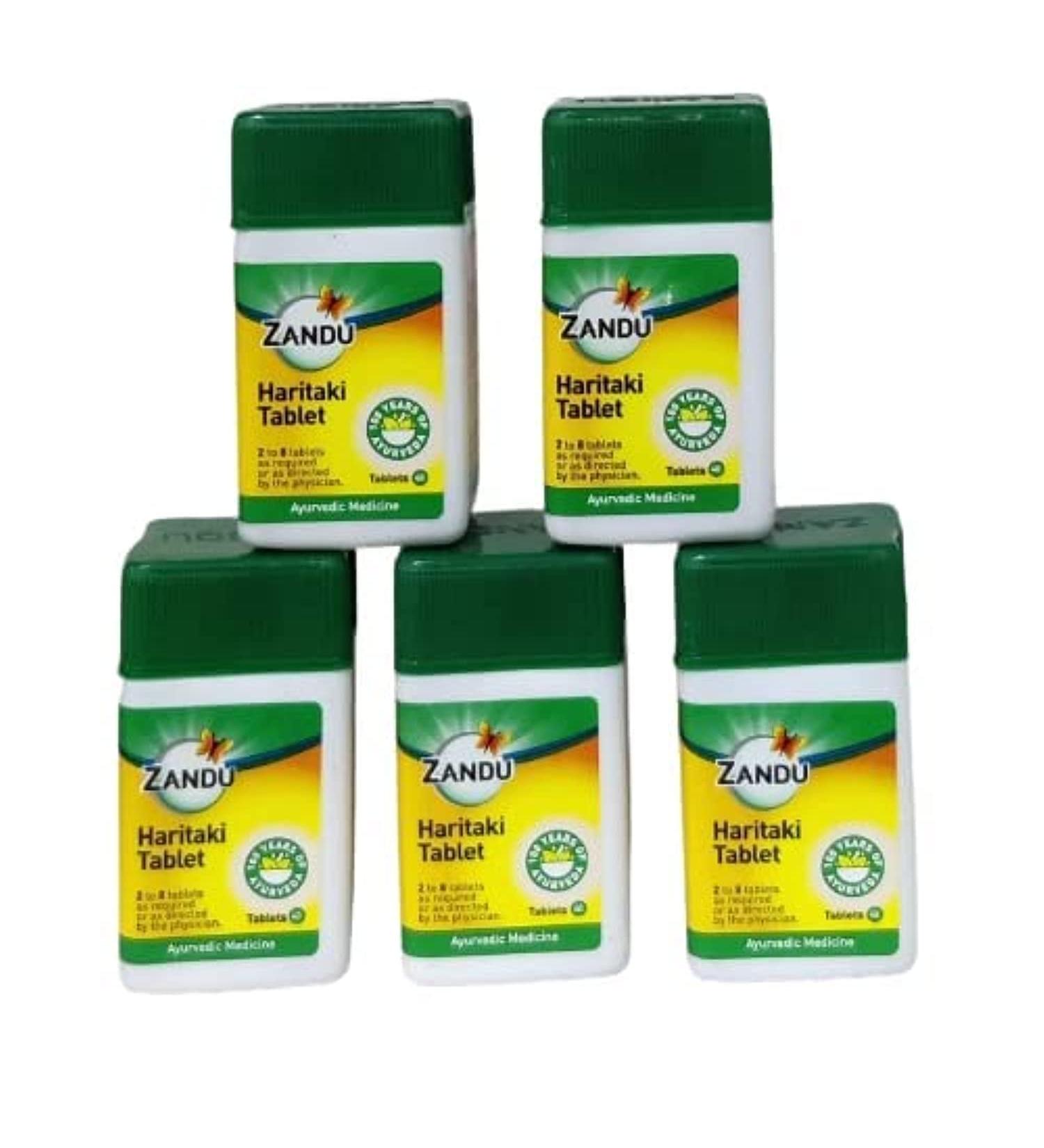 Buy Zandu Haritaki (Harde) Tablets - 40 Count (Pack of 5) + Free Malshuddhi Sample | International Shipping Available - Buy Online on GoSupps.com