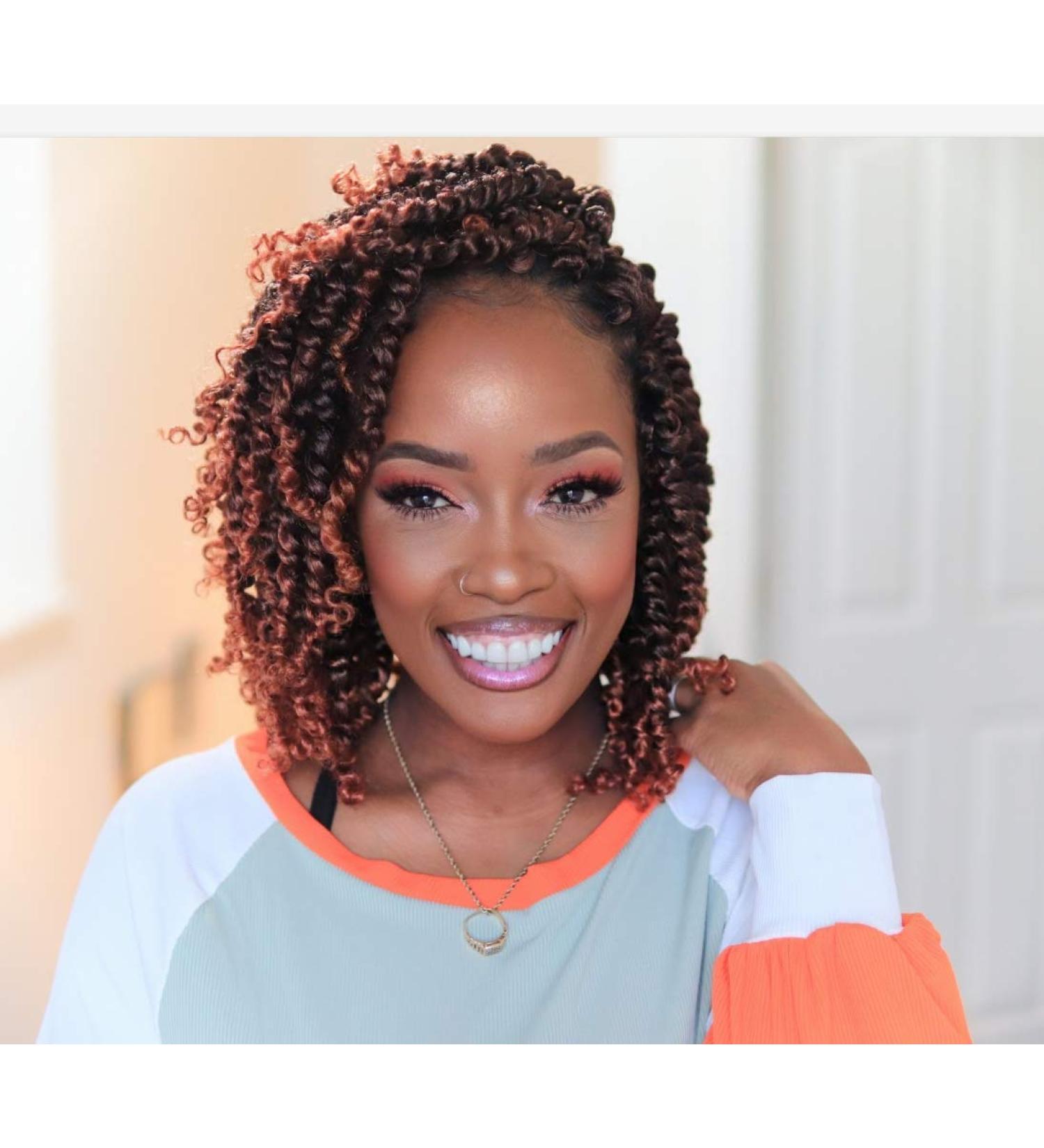 Tiana 10 Inch Passion Twist Hair - 7 Packs Orange Pre-Twisted Crochet Braids for Black Women | Synthetic Extensions (T350) - Buy Online on GoSupps.com