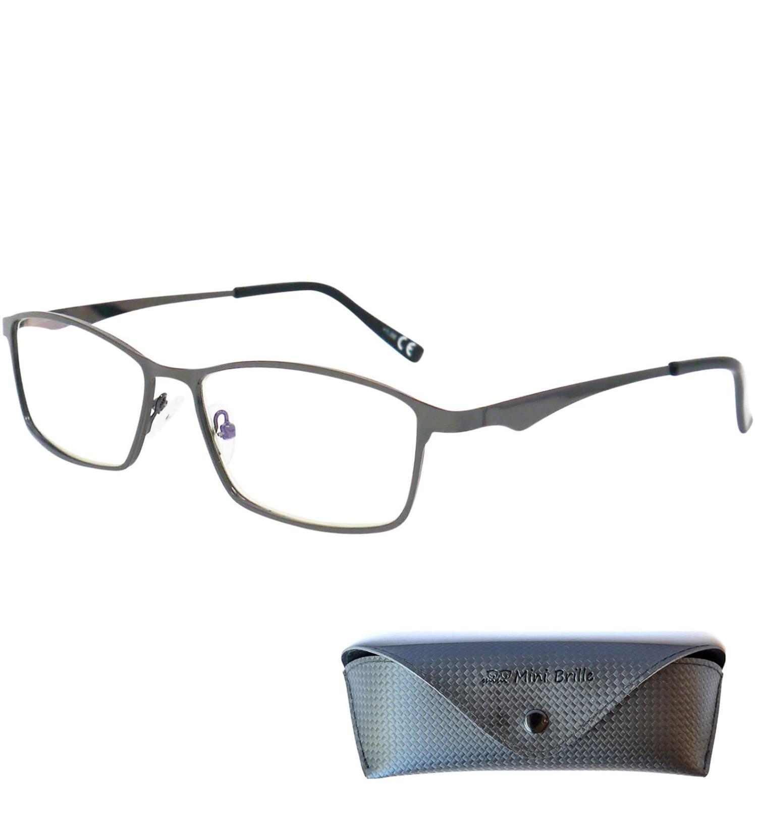 Mini Elegant Anti-Flashing Reading Glasses | Rectangular Blue Light Filter | Free Case | Stainless Steel Frame | 0.0 Diopters for Men & Women - Buy Online on GoSupps.com
