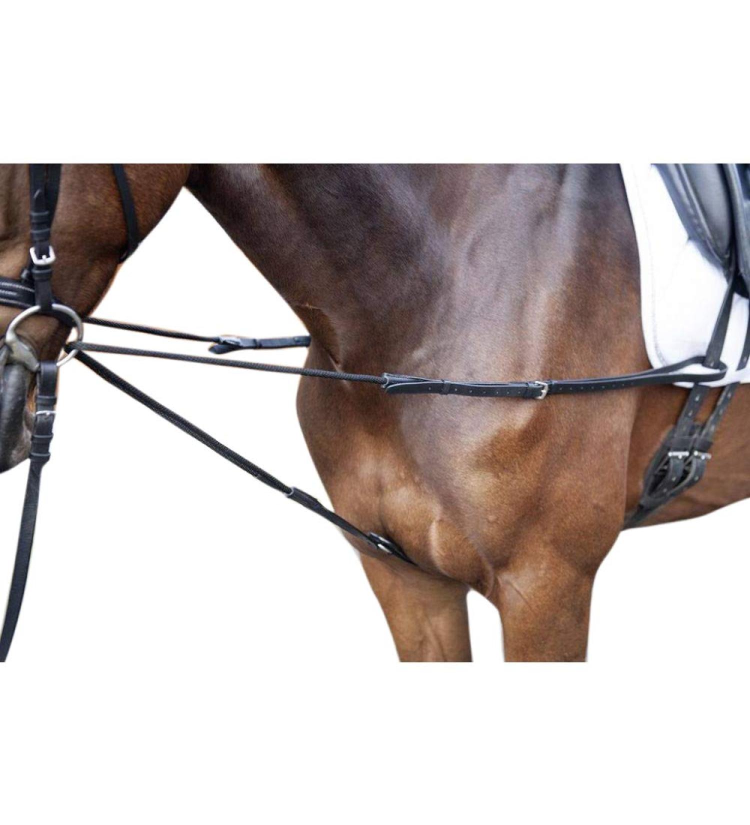 HKM Triangle Reins - Cord - Black for Thoroughbred & Warmblood | International Shipping Available - Buy Online on GoSupps.com