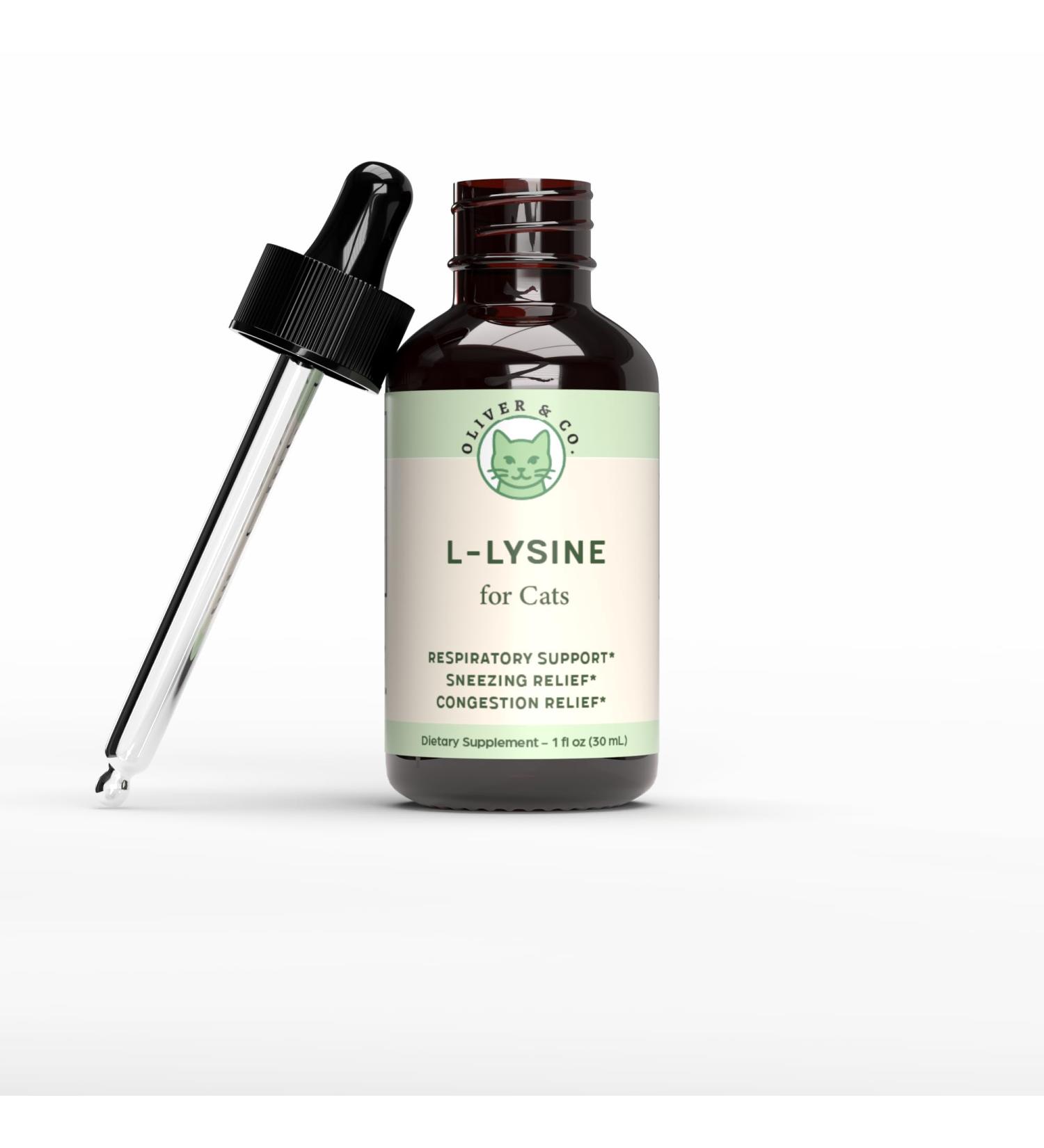 Lysine for Cats - L-Lysine for Cats - May Help with Respiratory Health Sneezing Runny Nose & More - Cat Cold Relief - Cat Sneezing Treatment - 1 fl oz - Buy Online on GoSupps.com