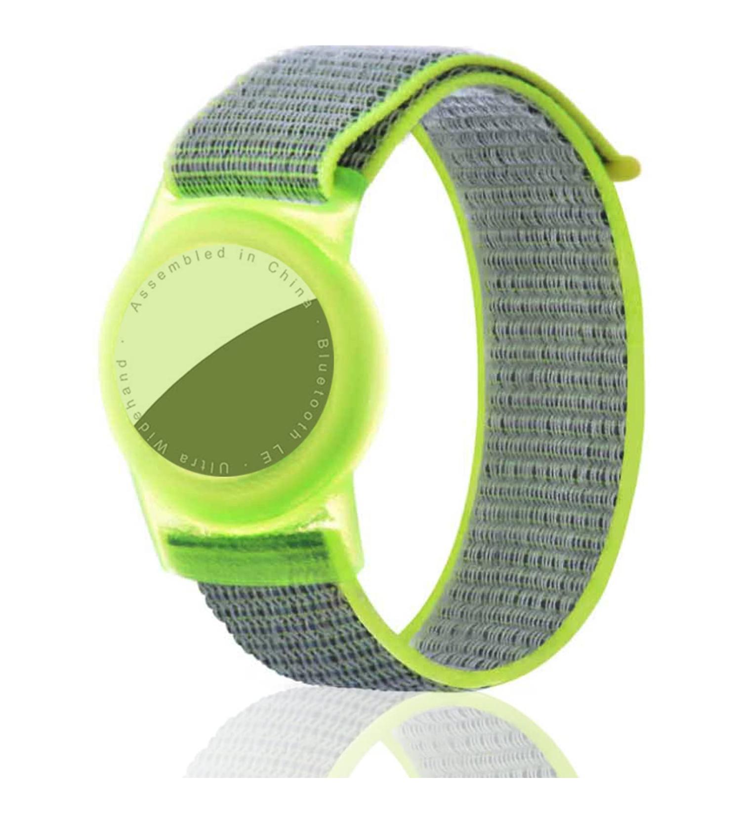 Dingfeiyu Airtag Waterproof Wristband for Kids & Adults - Adjustable Anti Lost Bracelet in Chartreuse Nylon - Buy Online on GoSupps.com