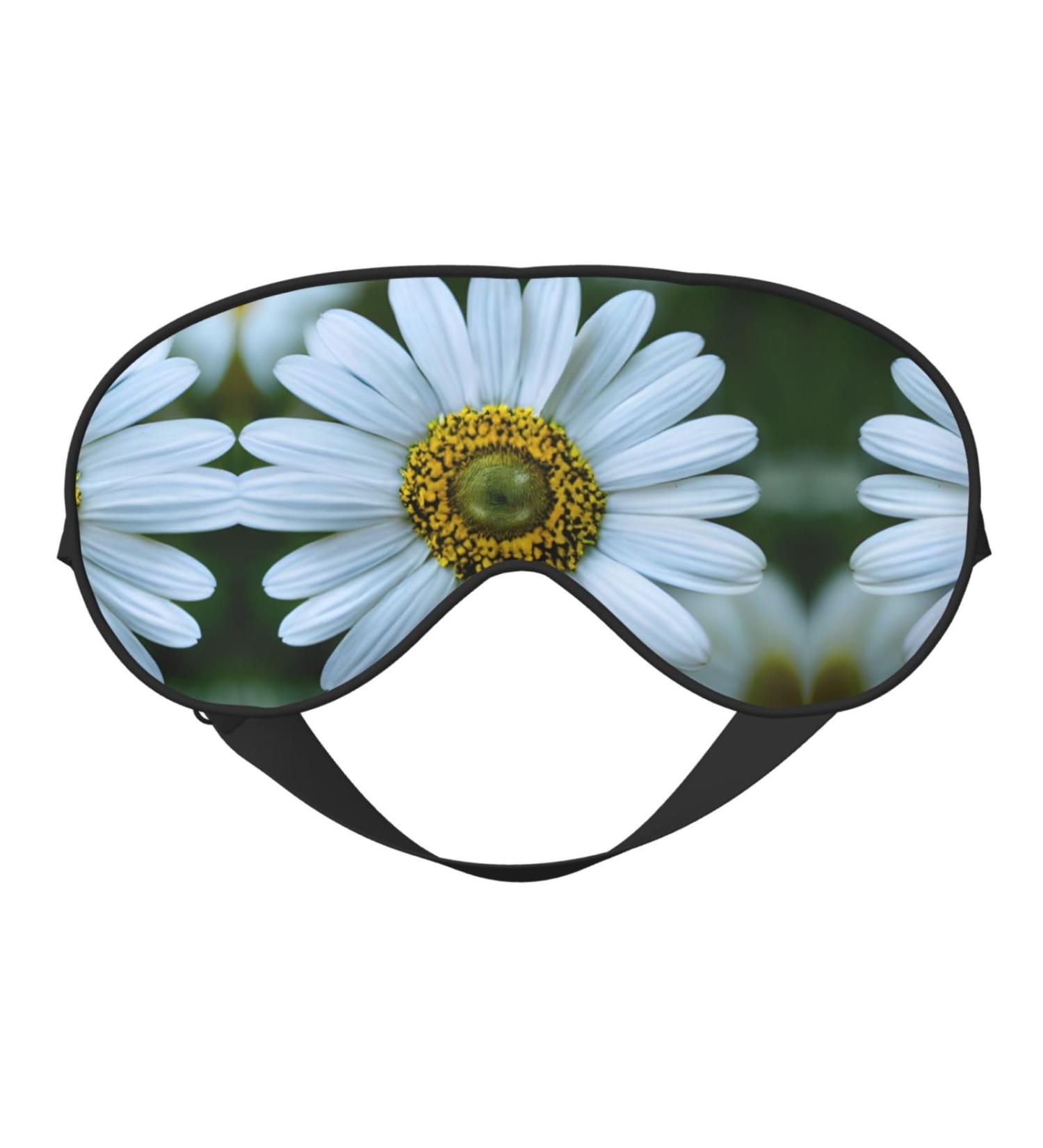 SSIMOO White Daisy Print Ultra-Soft Light-Blocking Eye Mask | Optimal Comfort for Restful Sleep - Black - Buy Online on GoSupps.com