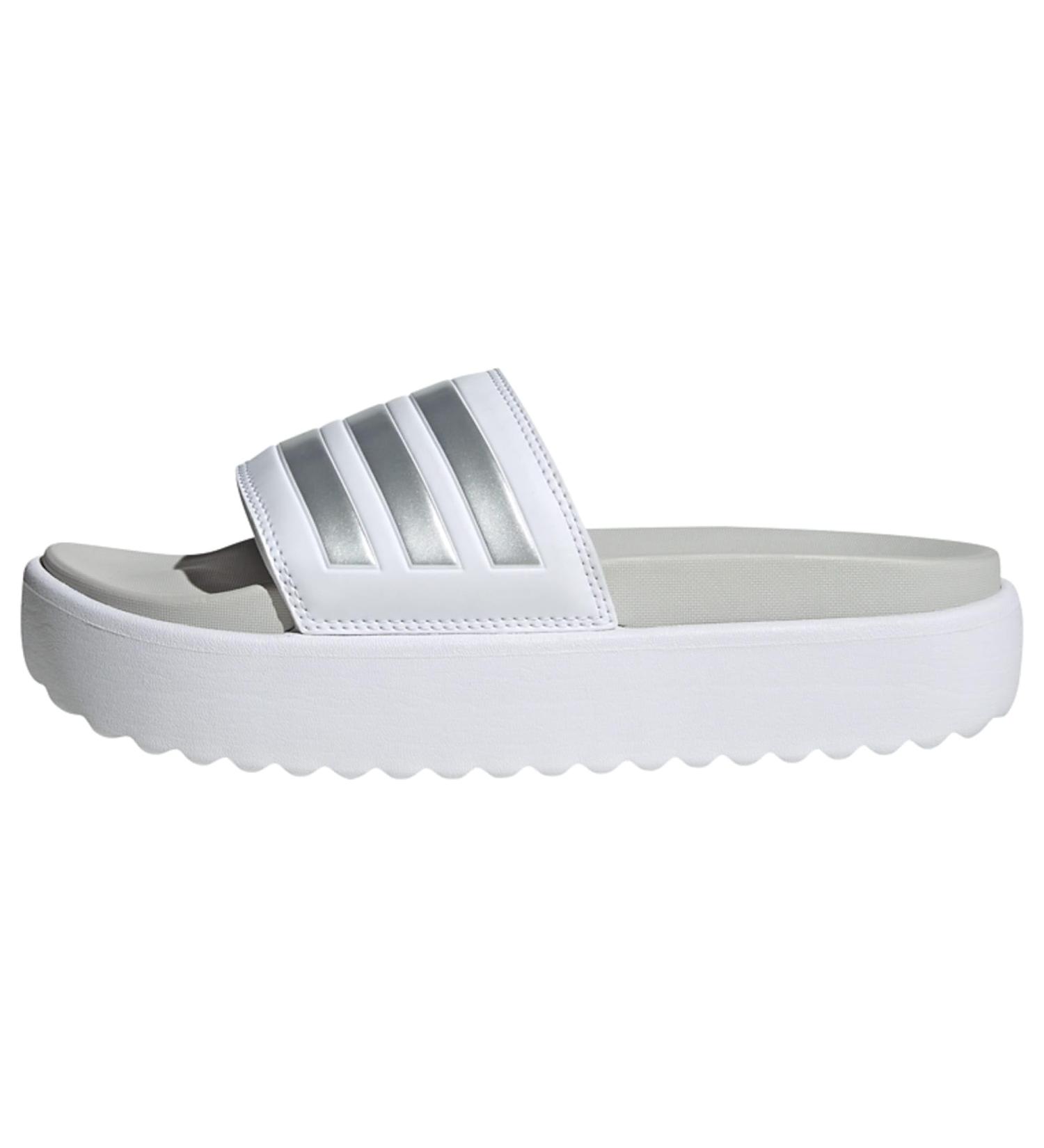 Buy adidas Women's Adilette Plateau Slides 39 1/3 EU - Cloud White/Zero Metallic Grey | International Shipping Available - Buy Online on GoSupps.com