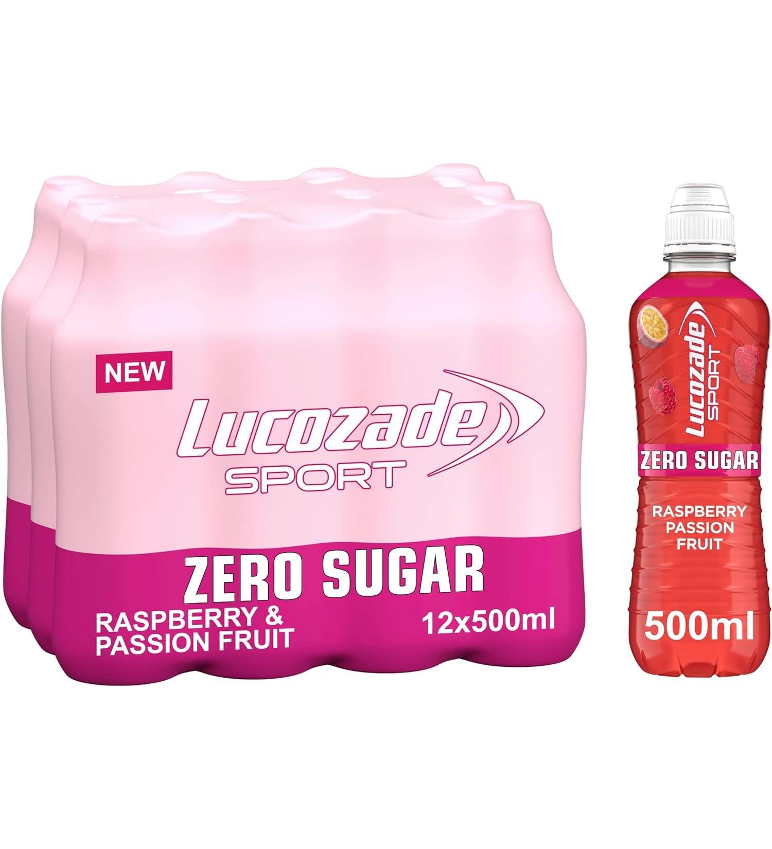 Lucozade Sport Energy Drink 12x500ml (Zero Raspberry and Passionfruit)