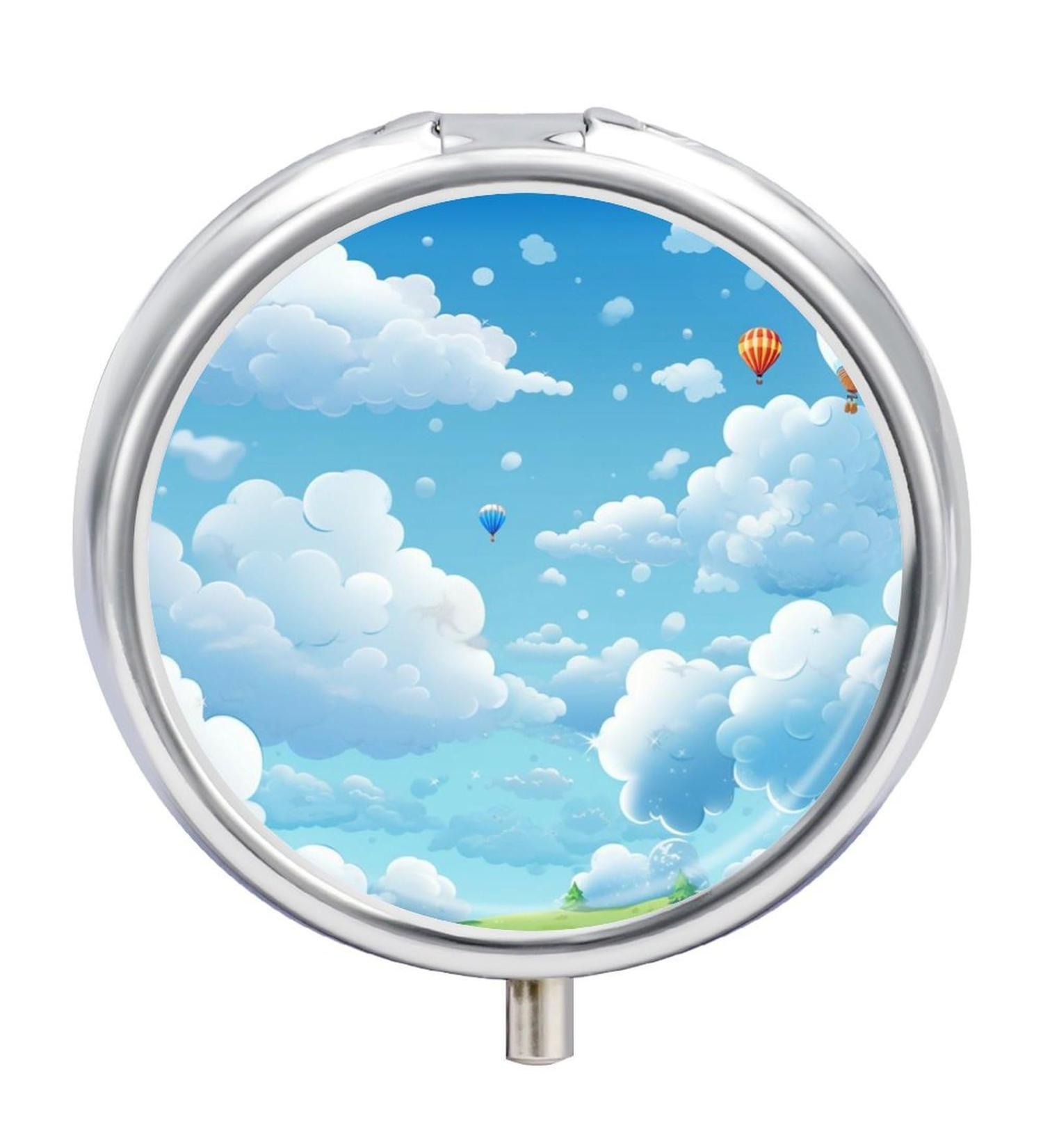 Portable 3 Compartment Pill Box - Cartoon Clouds Travel Organizer for Purse & Pocket - Buy Online on GoSupps.com