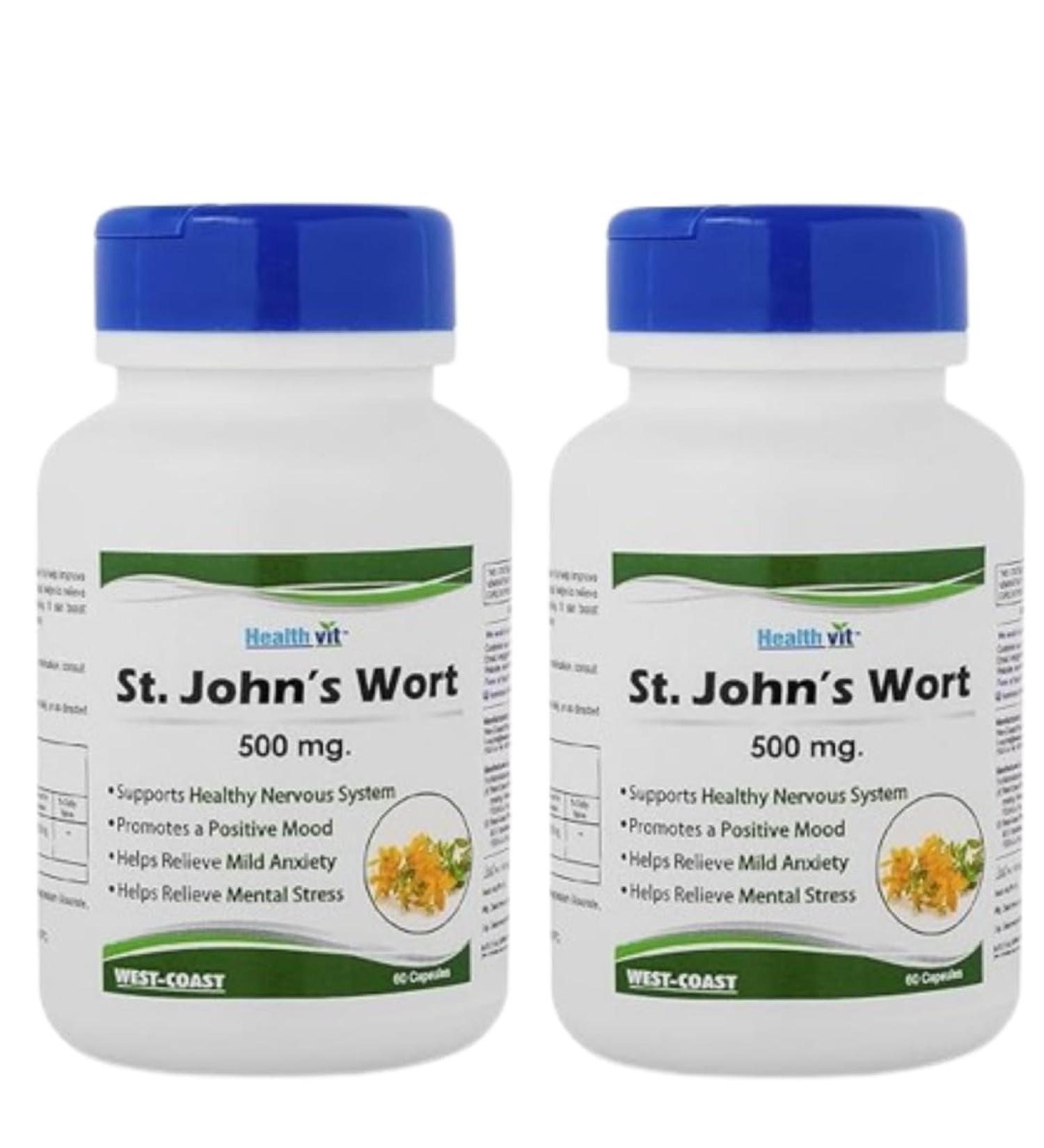 Guru Pack of 2 St. John's Wort Extract - 120 Capsules (60 caps. X 2 4 Months Supply) | Saint John's Wort Capsules