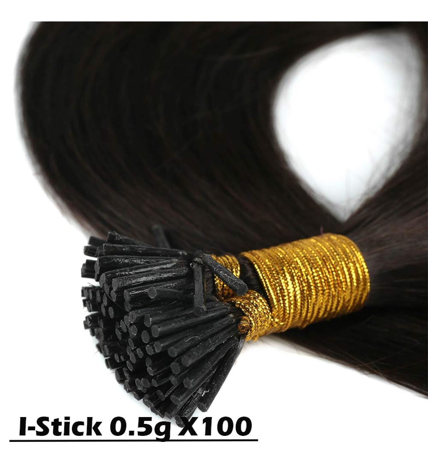 18" Pre Bonded Stick Tip Human Hair Extensions 100 Strands 100% Remy Cold Fusion Keratin I Tip Real Hair Extensions Straight (18 inch 50g #2 Dark Brown) - Buy Online on GoSupps.com