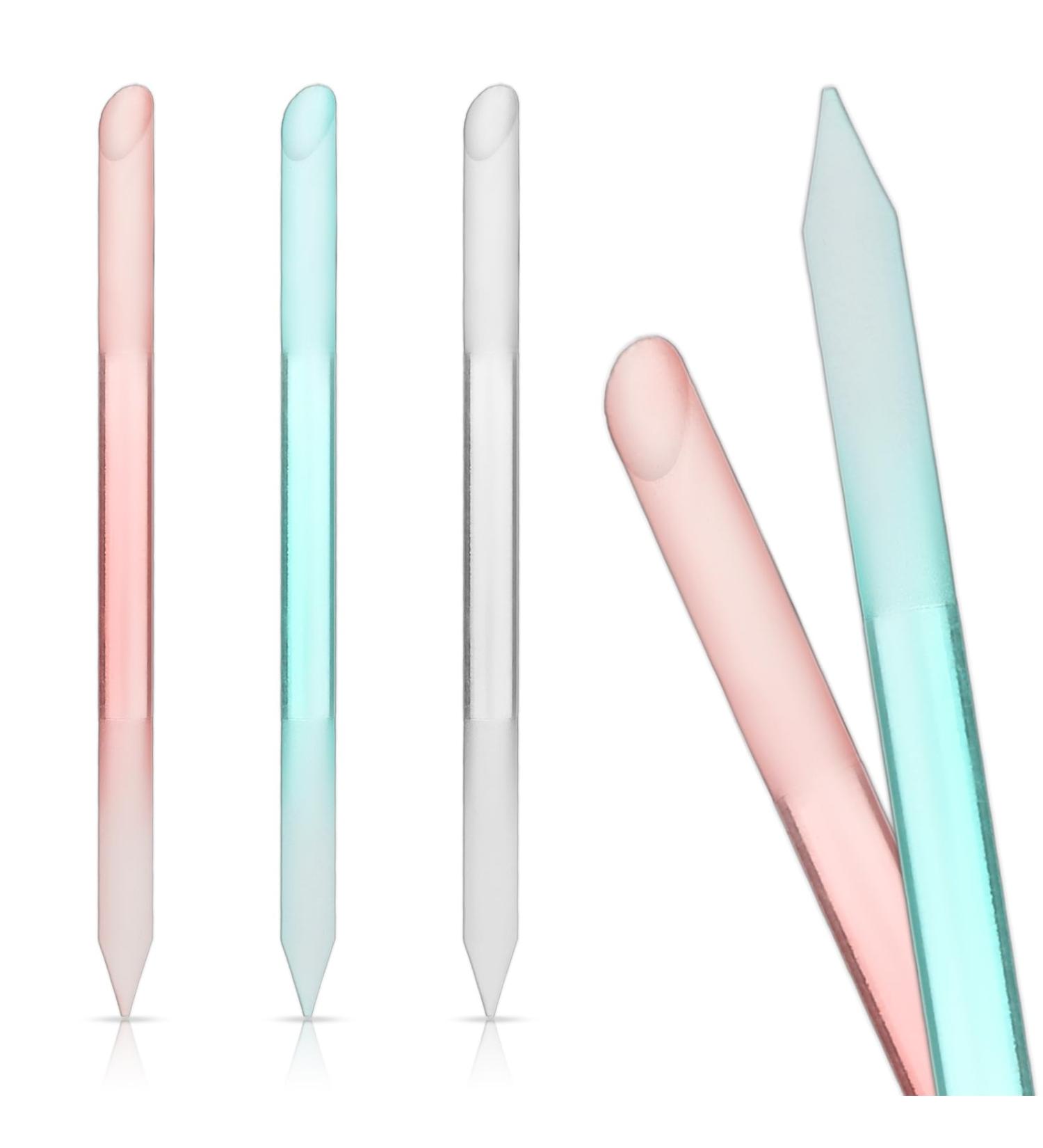 Professional Glass Cuticle Pusher Set - 3 Pieces Cuticle Remover Tool & Precision Nail File for Perfect Nail Care - Buy Online on GoSupps.com