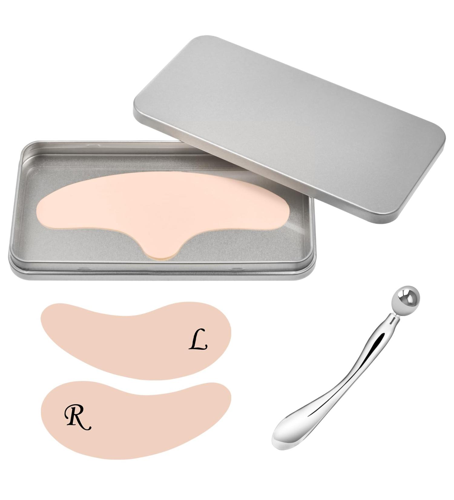 Silicone Forehead Wrinkle Patch Set | Reusable Patches for Forehead & Eyes | Anti-Wrinkle Silicone Patches with Metal Applicator & Tin Case | International Shipping Available - Buy Online on GoSupps.com