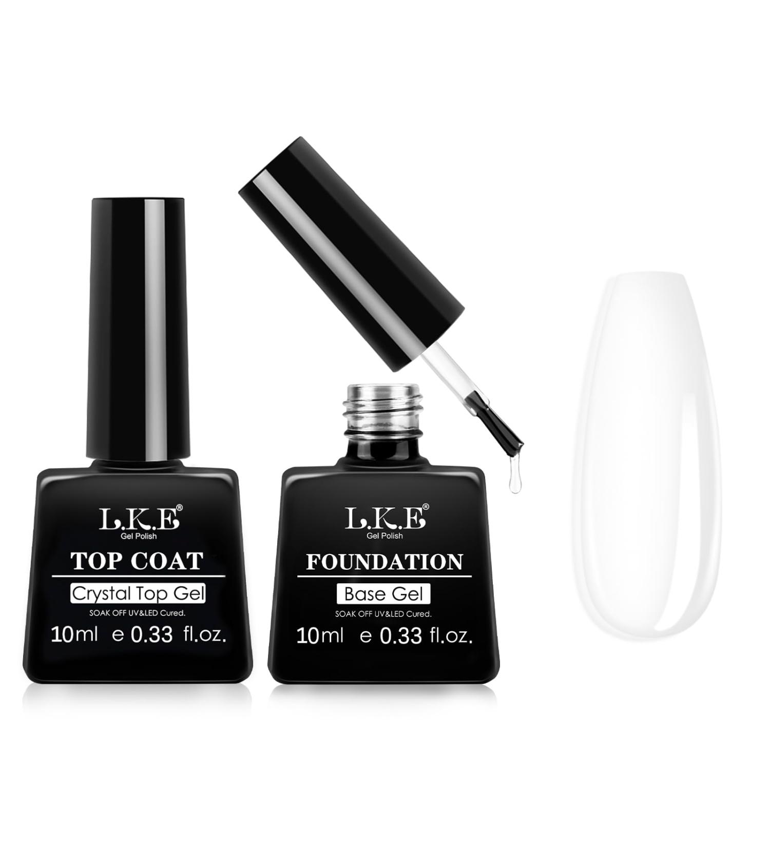 Buy LKE No Wipe Gel Top & Base Coat Set - Long Lasting Glossy Finish for DIY & Salon Nail Art - International Shipping Available - Buy Online on GoSupps.com