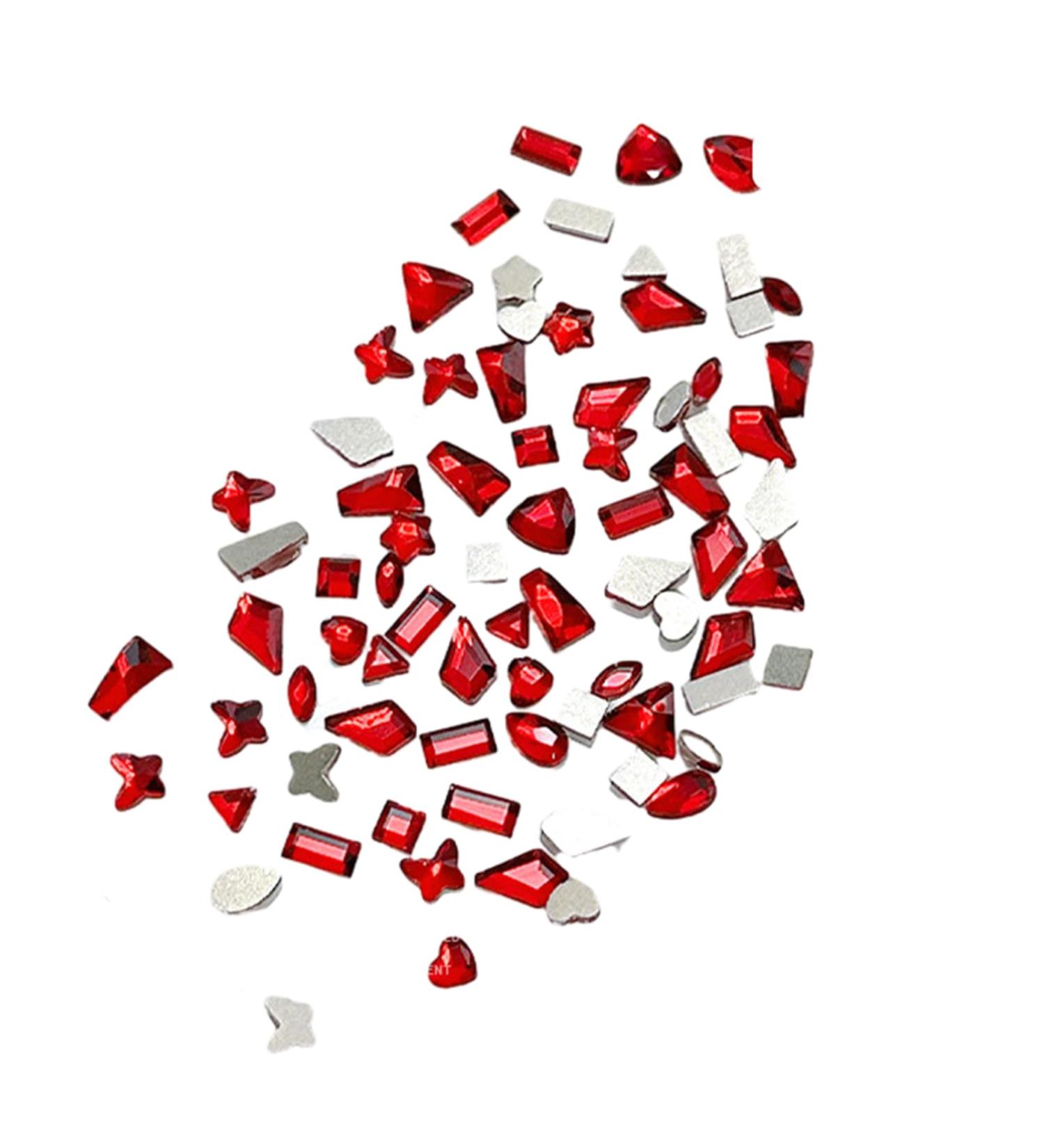 FEIlei 100Pcs Mixed Glass Crystal Hybrid Diamond Rhinestones Nail Art Decorations Drop Rhombus Flatback Stones 3D Gems - Buy Online on GoSupps.com