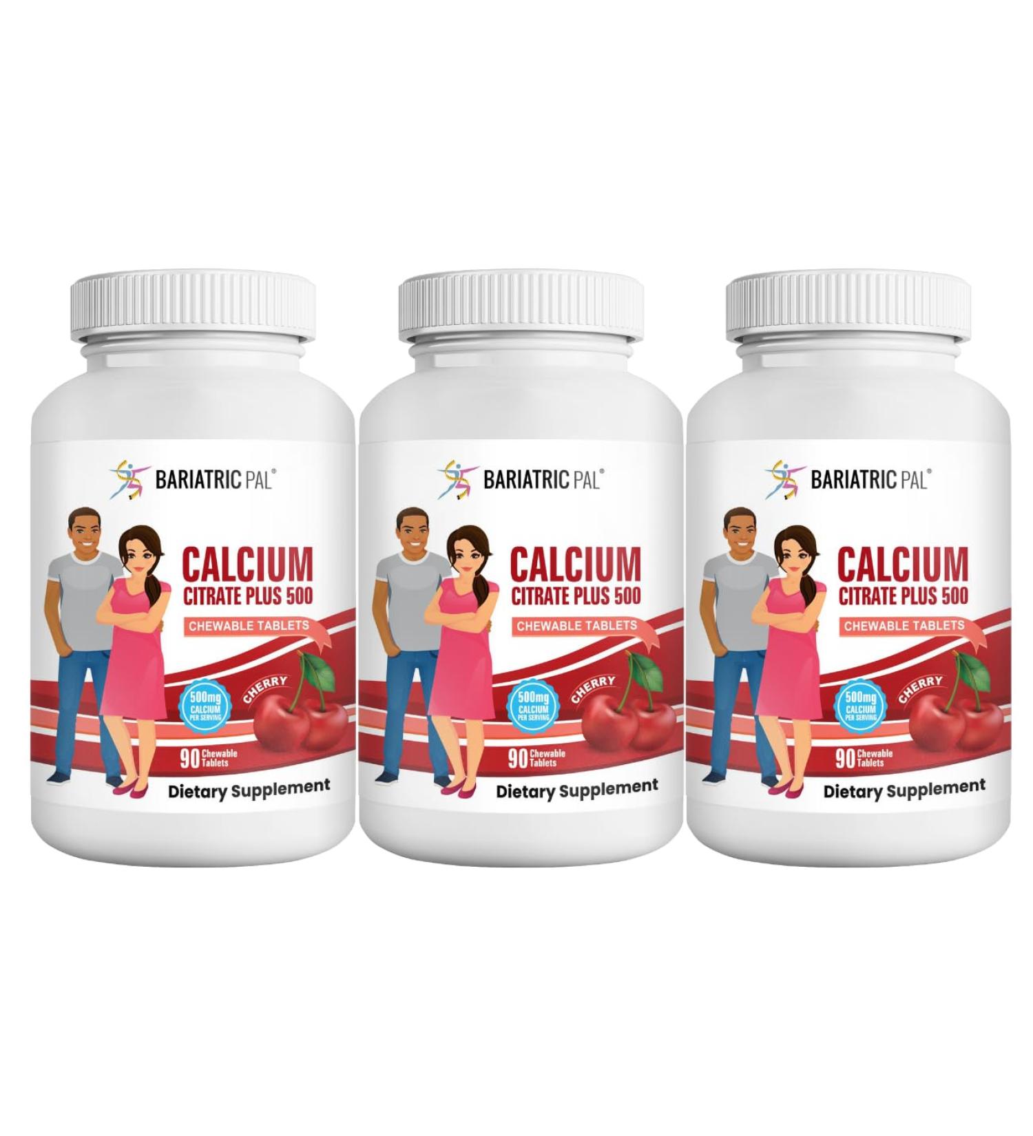 BariatricPal Calcium Citrate 500mg Chewable Tablets - Cherry (90-Day Supply)
