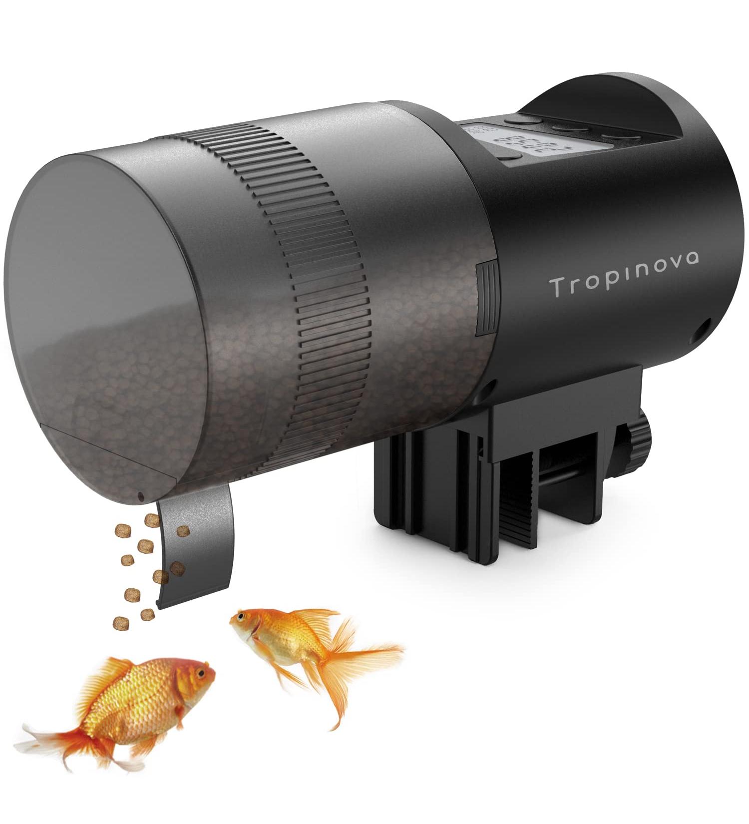 Tropinova Automatic Fish Feeder - Moisture-Proof Food Dispenser for Aquarium & Turtle Tank - Buy Online on GoSupps.com