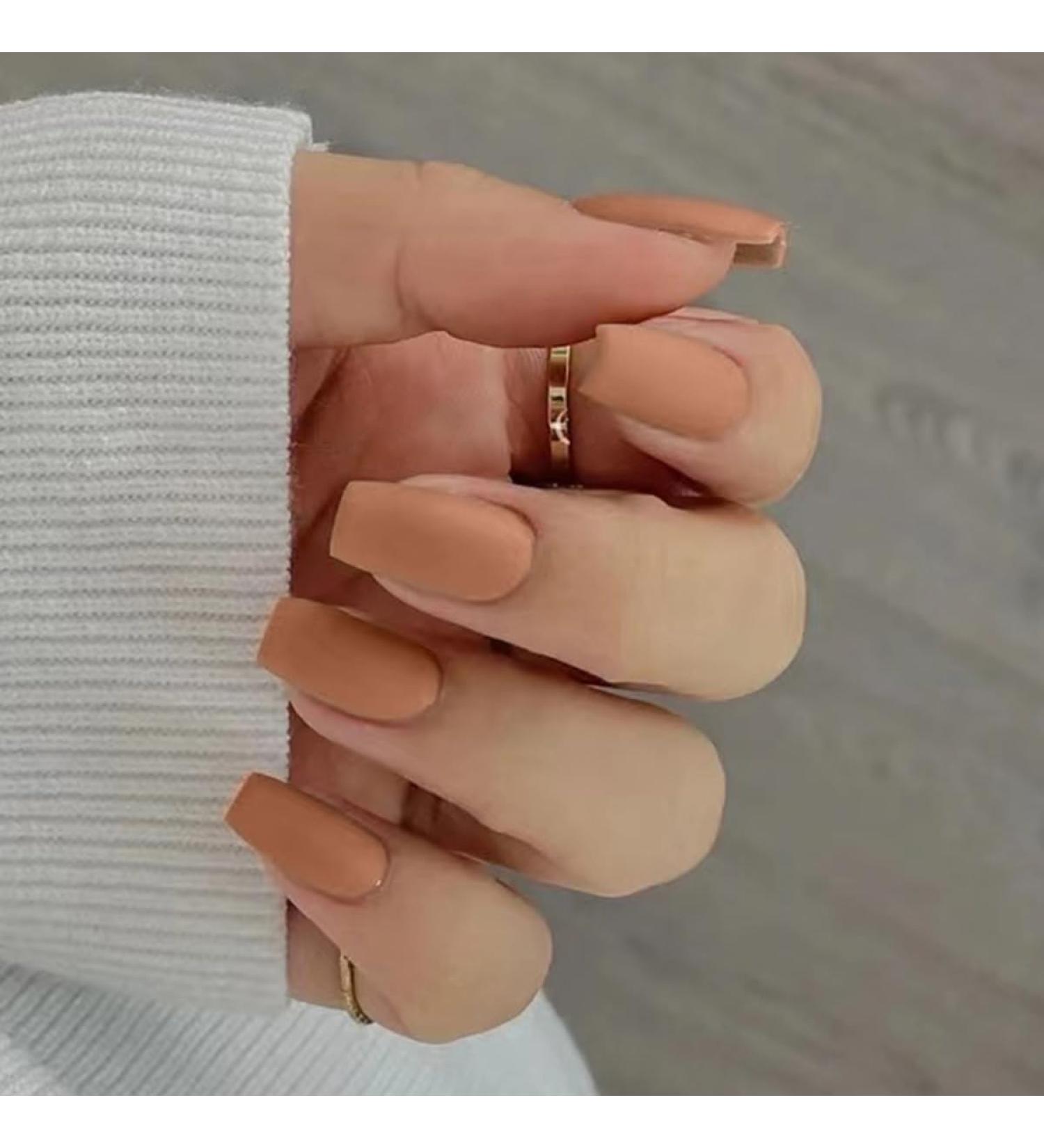 Mouyouglow Press on Nails - Ballerina Nude Rosa Monochrome Fake Nails with Glue | Natural Pink Solid Artificial Fingernails W4 - International Shipping Available - Buy Online on GoSupps.com