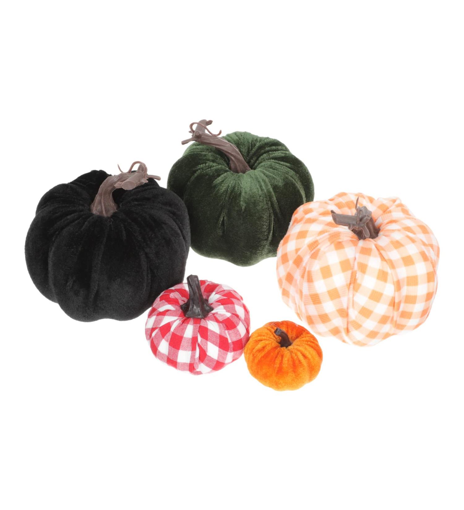 FUNOMOCYA 5pcs Artificial Pumpkin Decor Ornament Fake Pumpkin Photo Prop Simulated Pumpkin Lifelike Pumpkin Simulation Pumpkin Plaid Cloth Halloween Assorted Color 13x13cm - Buy Online on GoSupps.com