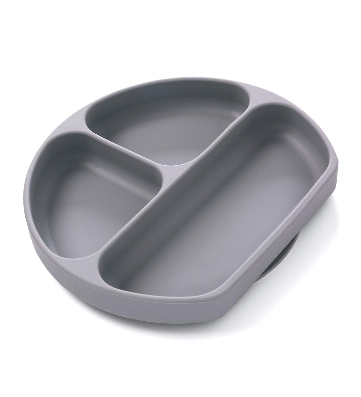 Baby Silicone Suction Divided Plate | Non-Toxic BPA-Free | Waterproof & Dishwasher Safe | Easy Clean Up | Gray - Buy Online on GoSupps.com