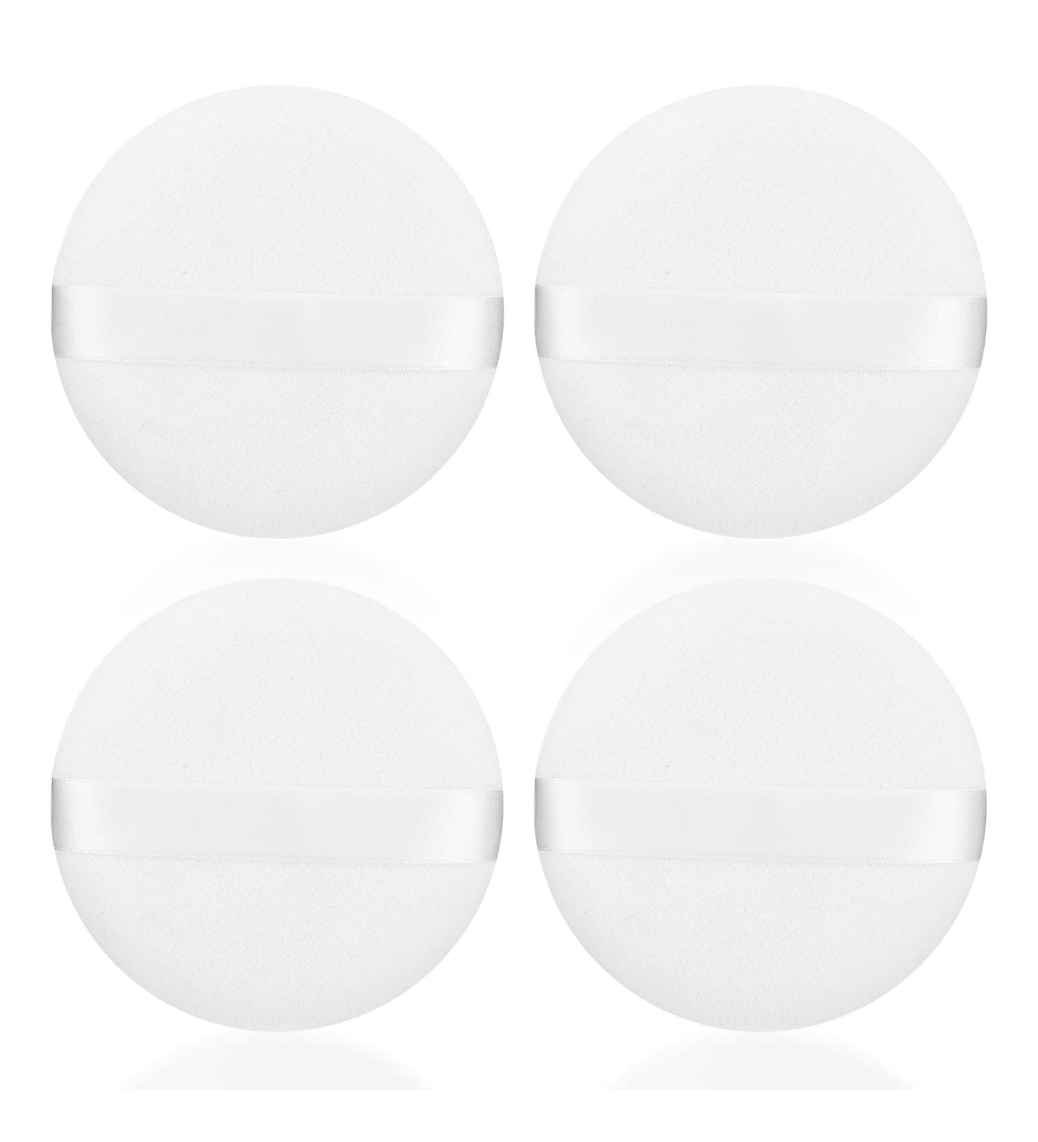 Sibba 4 Inch Round Powder Puff - 4Pcs Ultra Soft & Washable Velour Makeup Tool for Face & Body | Reusable Loose Powder Applicator - Buy Online on GoSupps.com
