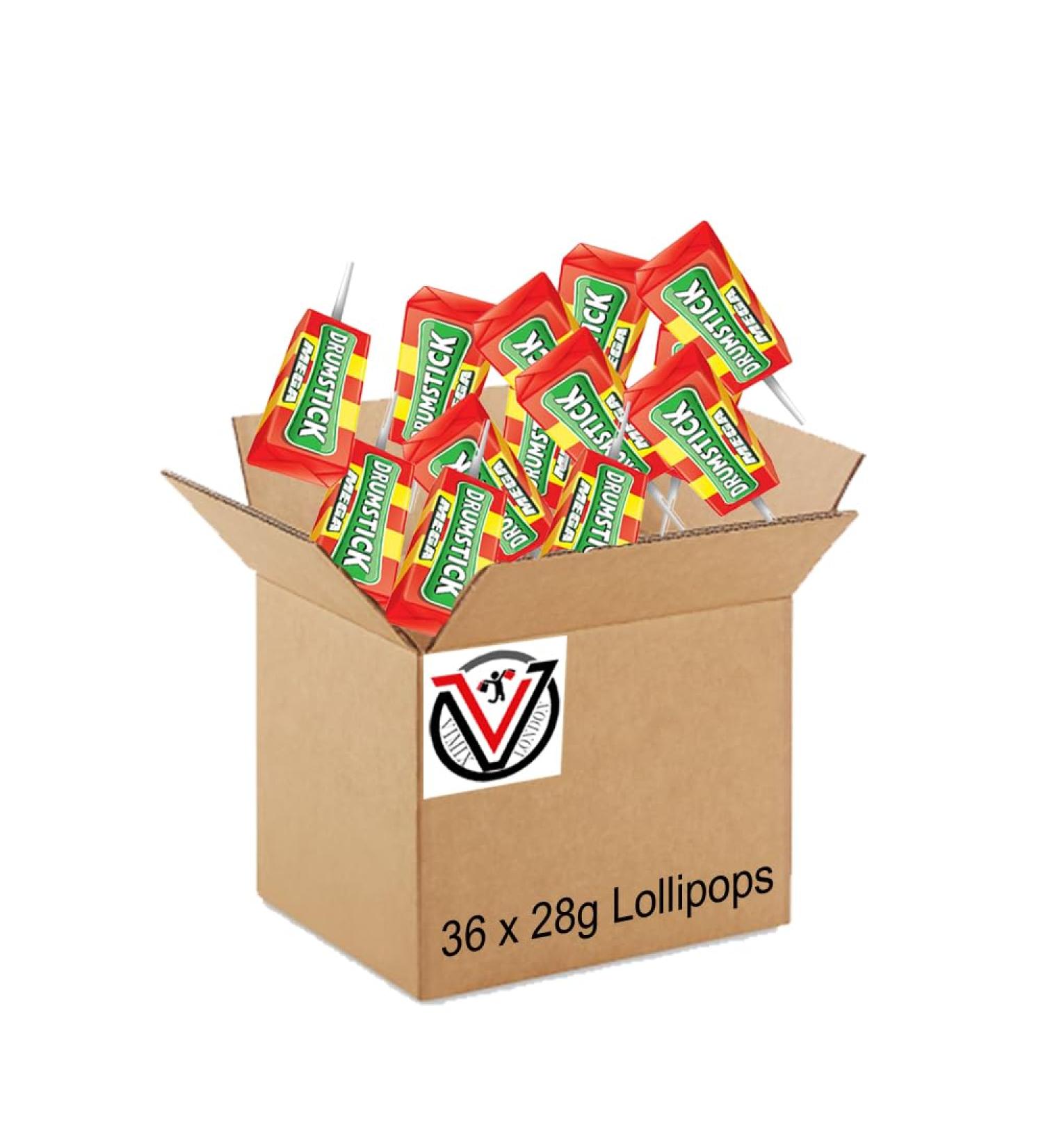 Swizzels Drumstick Mega Lollies 28g Individually wrapped (36 Lollipops (Full Box)) 36 Lollipops ( Full Box ) - Buy Online on GoSupps.com