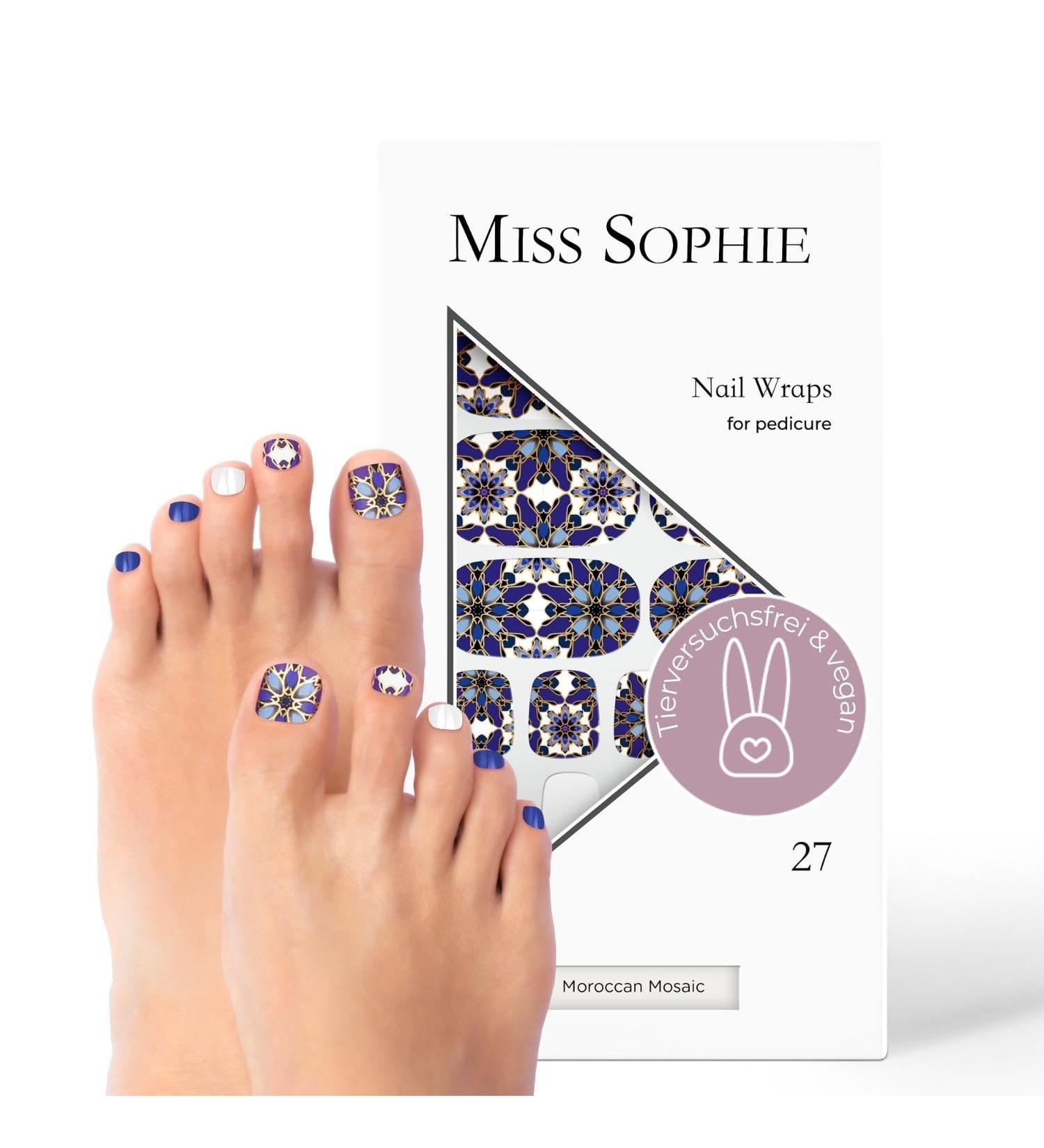 Original Miss Sophie Pedi Wraps | Moroccan Mosaic Pedicure | 27 Ultra-Thin Nail Polish Stripes for Natural & Artificial Nails | Perfect for Gel Acrylic & Shellac - Buy Online on GoSupps.com