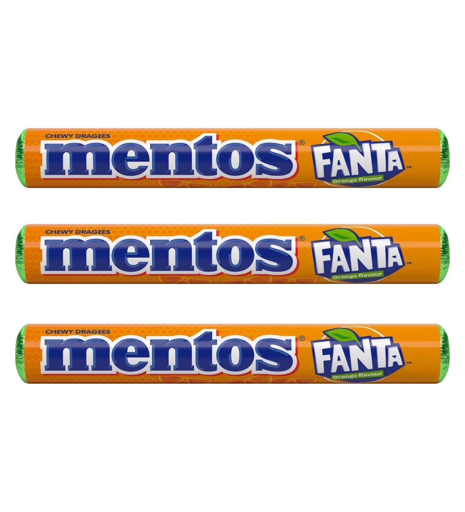 Mentos Fanta Chewy Candy Rolls 38 g Orange (Pack of 2)