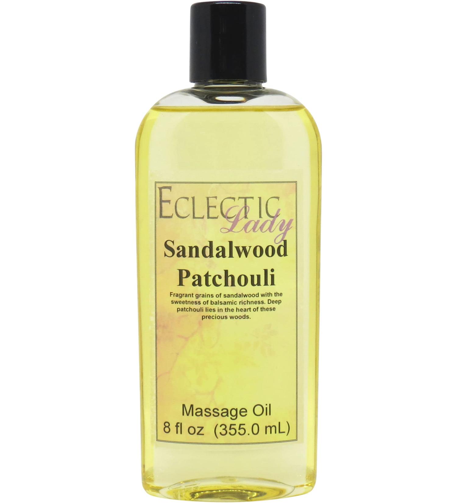 Sandalwood Patchouli Essential Massage Oil | Sweet Almond & Jojoba | Aromatherapy Relaxation (8 oz) - Preservative-Free International Shipping - Buy Online on GoSupps.com