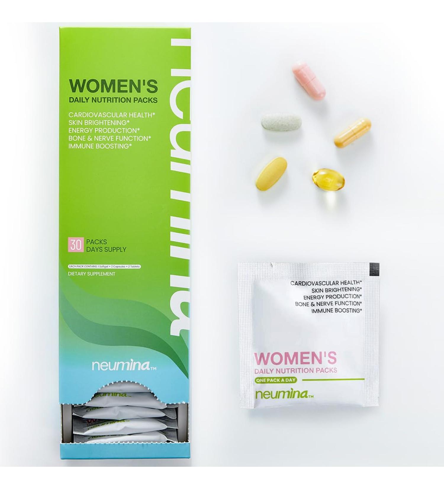 NEUMINA Multivitamin for Women, All-in-One Vitamin Packs for Hair Skin and Nails, Energy Producton, Bone Health, Stress Relief, Made in USA, 30 Servings - Buy Online on GoSupps.com