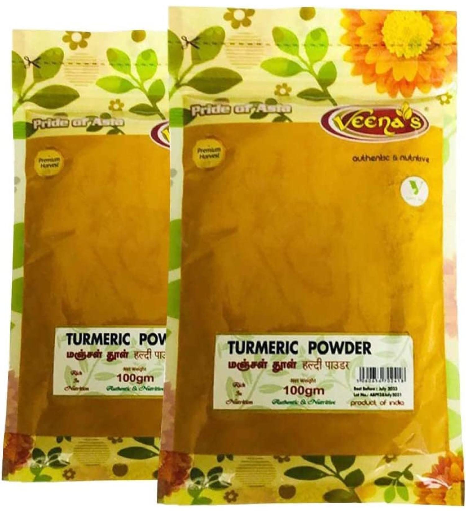 Veenas Turmeric Powder | 100GM | Haldi Powder | Bright Yellow Colour | Indian Origin (Pack of 2) - Buy Online on GoSupps.com